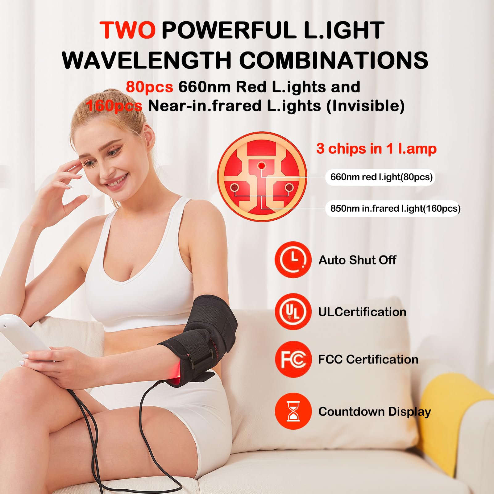 JOBYNA Red and I.nfrared L.ight T.herapy for Elbow Wrap, 850nm Near I.nfrared L.ight & 660nm - AB Mystery