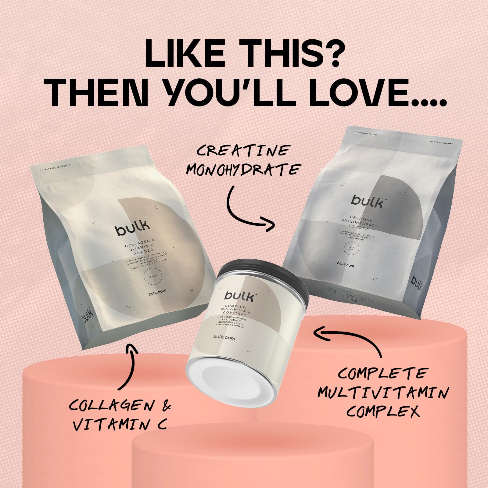 Bulk Pure Whey Protein Powder Shake, Raspberry, 500 g, Packaging May Vary Bulk