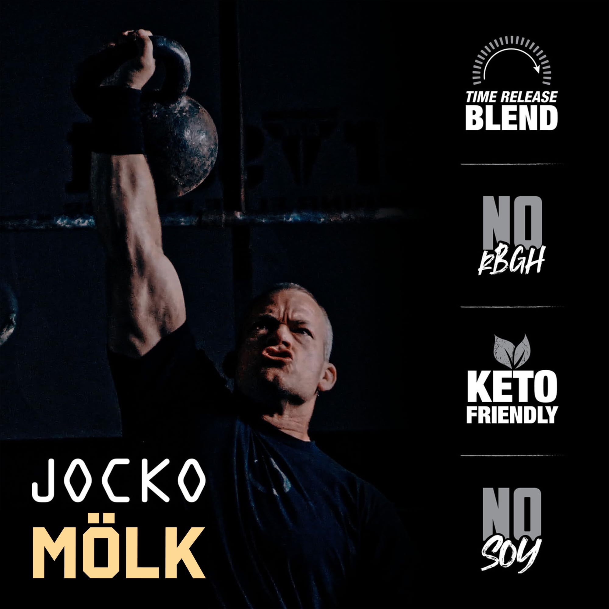 Jocko Mölk Whey Protein Powder (Vanilla) - Keto, Probiotics, Grass Fed, Digestive Enzymes - AB Mystery