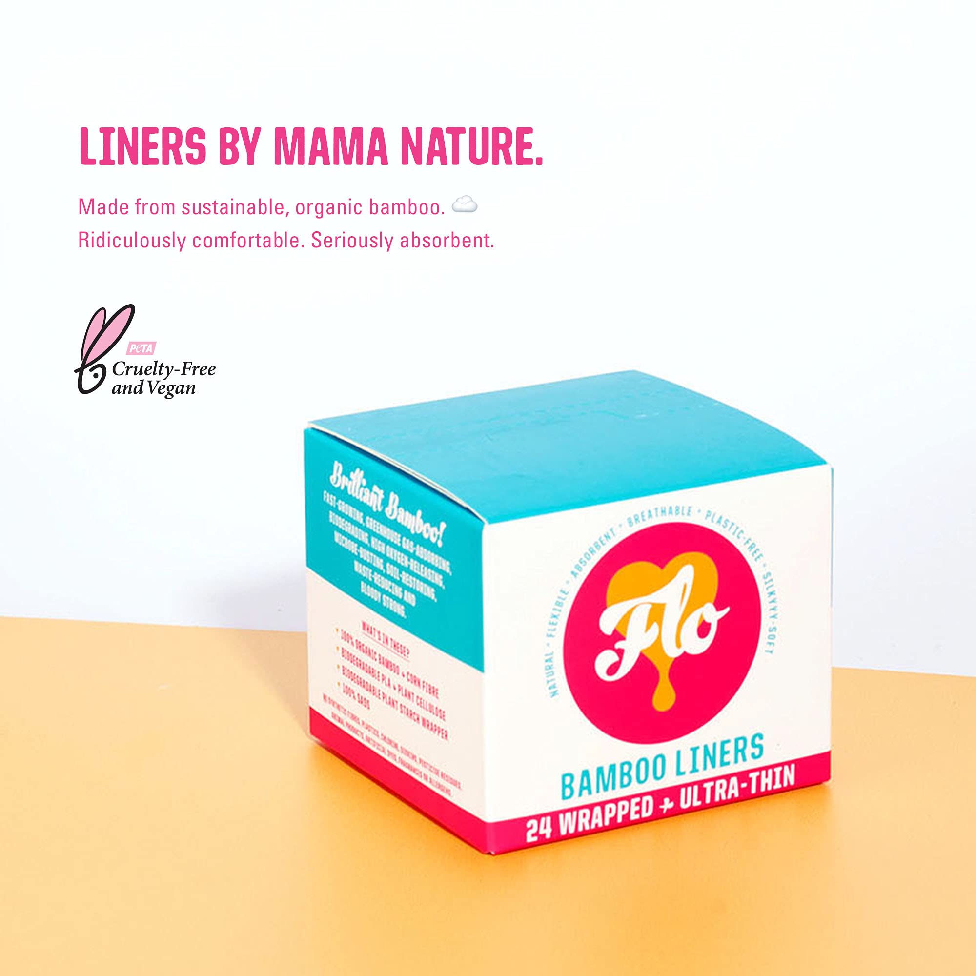 FLO - Organic Bamboo Daily Panty Liners, Plant-Based Cotton, Biodegradable - AB Mystery