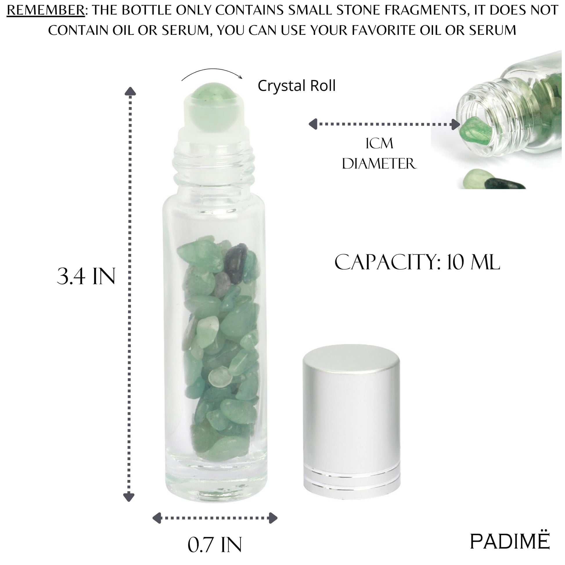 Padime 2 pcs | Premium Set | Real Jade Gua Sha Tool for Facial Skin Care + Glass Bottle for Your Oil - AB Mystery