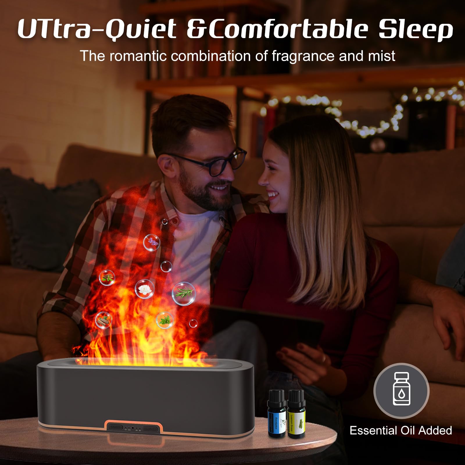 Jpord Flame Fire Essential Oil Diffuser,200ml Aromatherapy Diffuser,Fire Cool Mist Scent Diffuser - AB Mystery