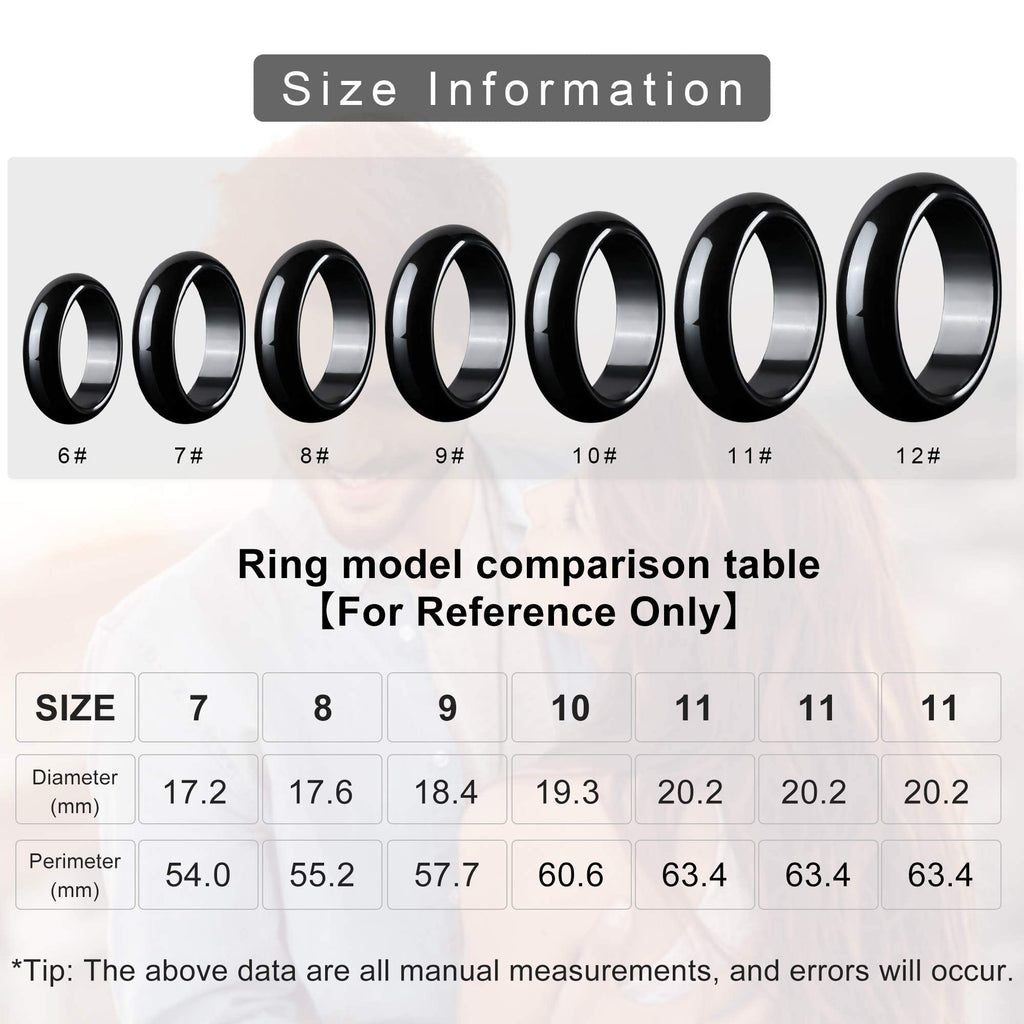 2PCS Genuine Hematite Ring for Women Men Unisex, Black Hematite Stone Ring Anxiety Balance - AB Mystery