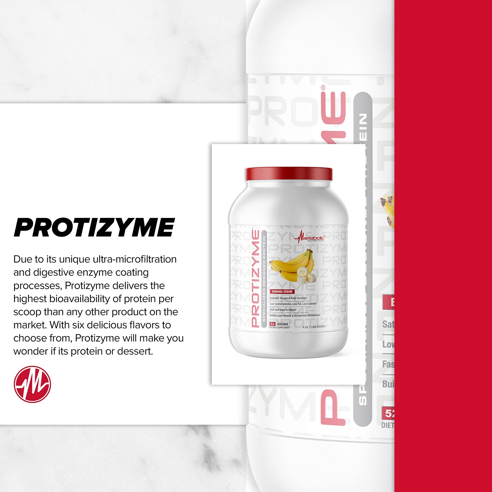 Metabolic Nutrition, Protizyme, 100% Whey Protein Powder, High Protein, Low Carb - AB Mystery