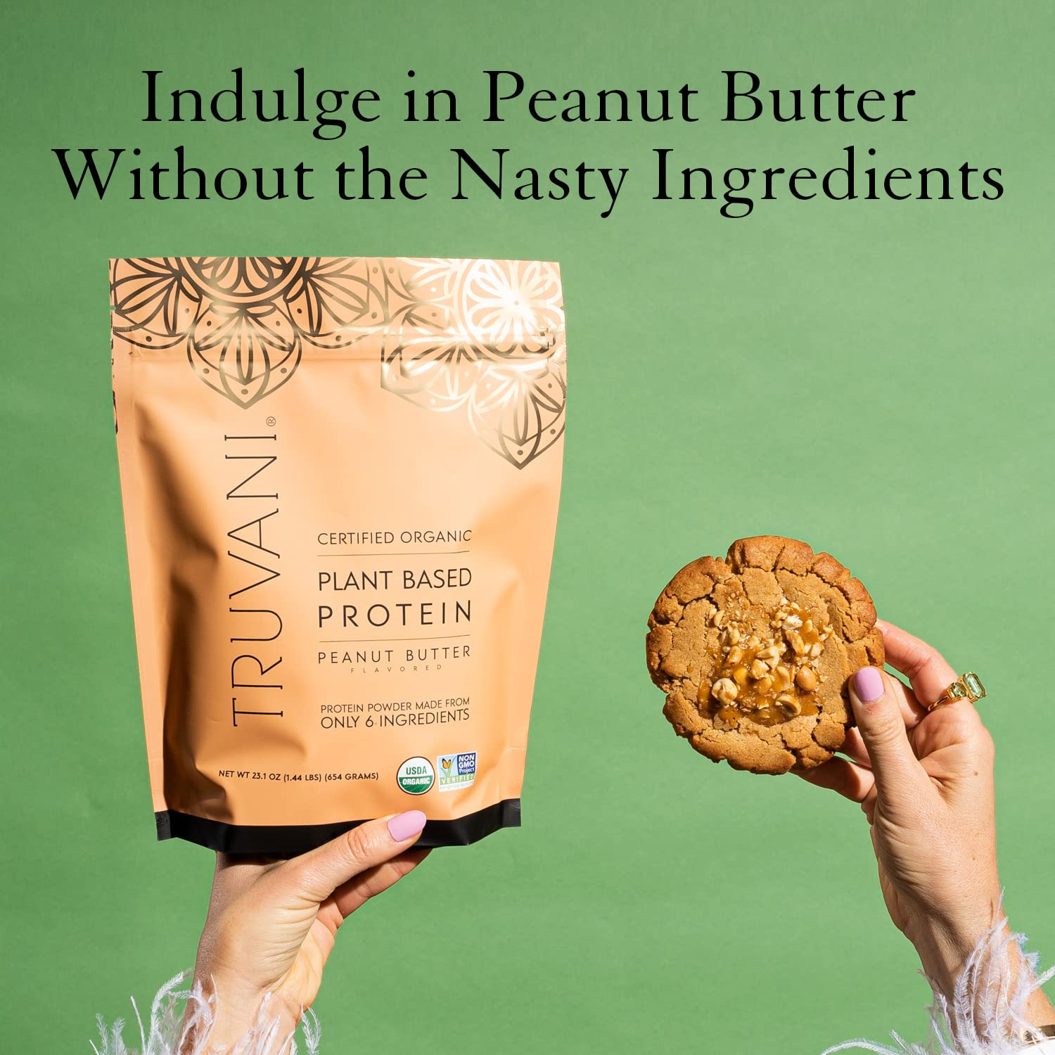 Truvani Organic Vegan Protein Powder Peanut Butter - 20g of Plant Based Protein, Powder - AB Mystery