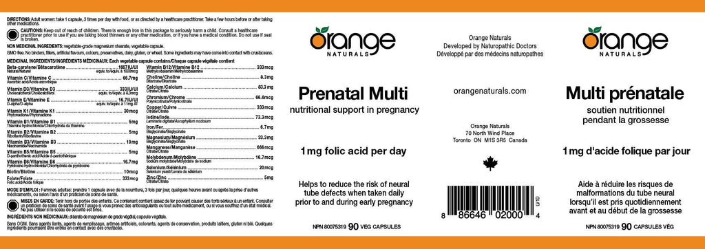Orange Naturals Prenatal Multi Vegetable Capsules, 90 Count Orange Naturals