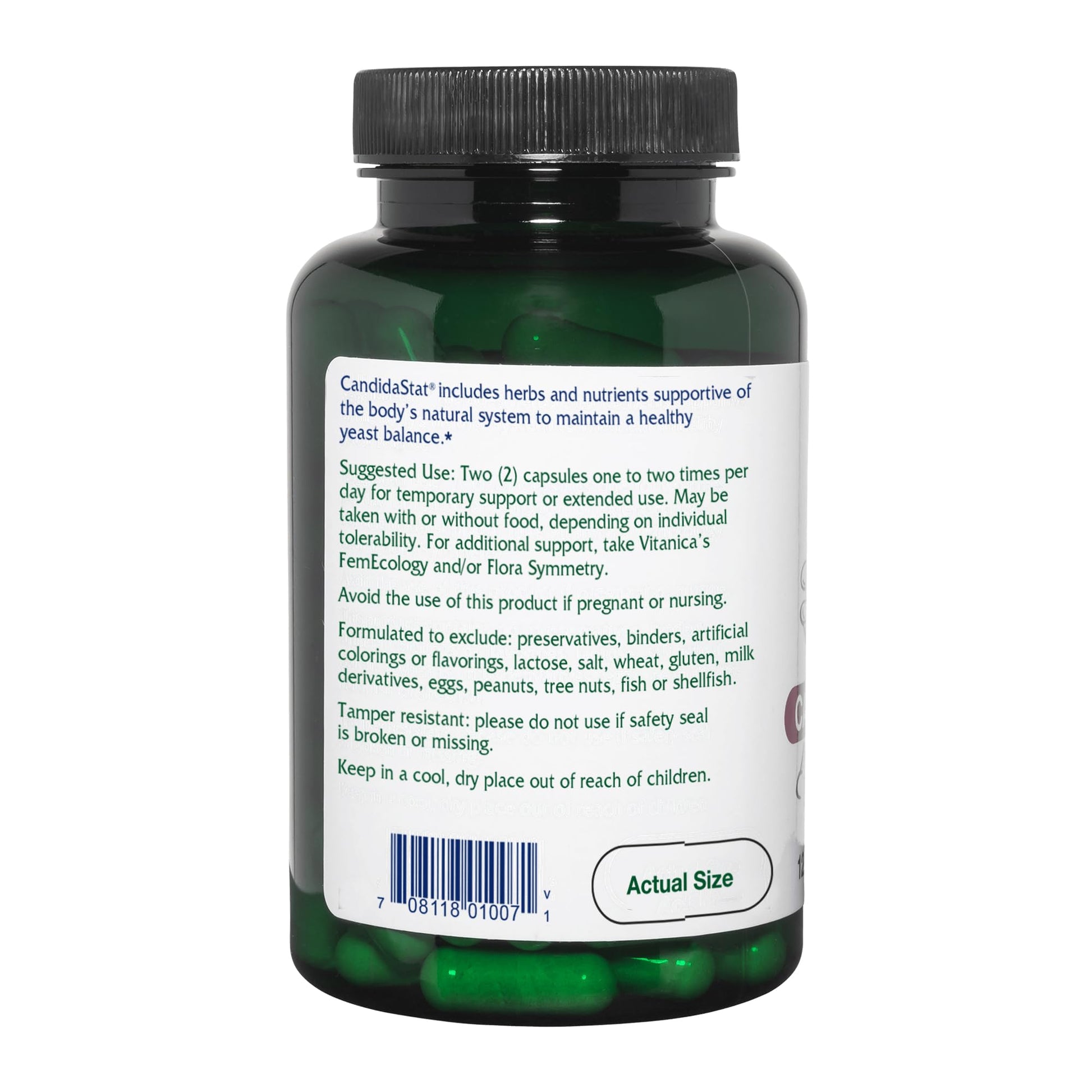 Vitanica Candidastat, Yeast Balance Supplement and Support, Vegan, 120 Capsules - AB Mystery