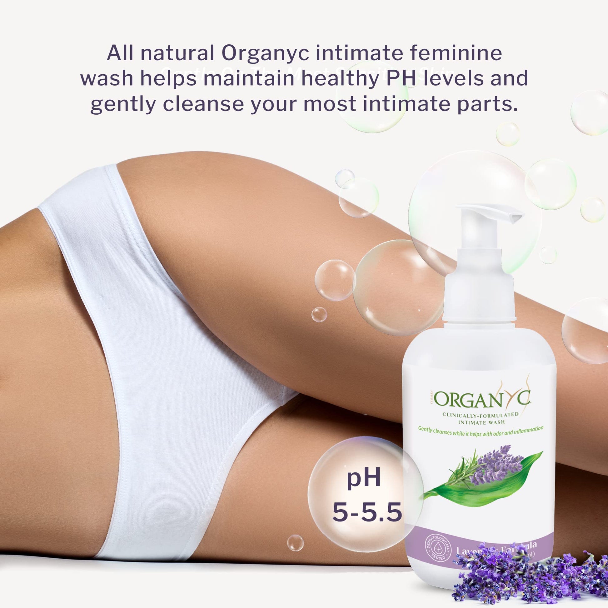 Organic Intimate Wash with Lavender Essential Oils & Flower Extracts, Gentle Cleansing Feminine - AB Mystery