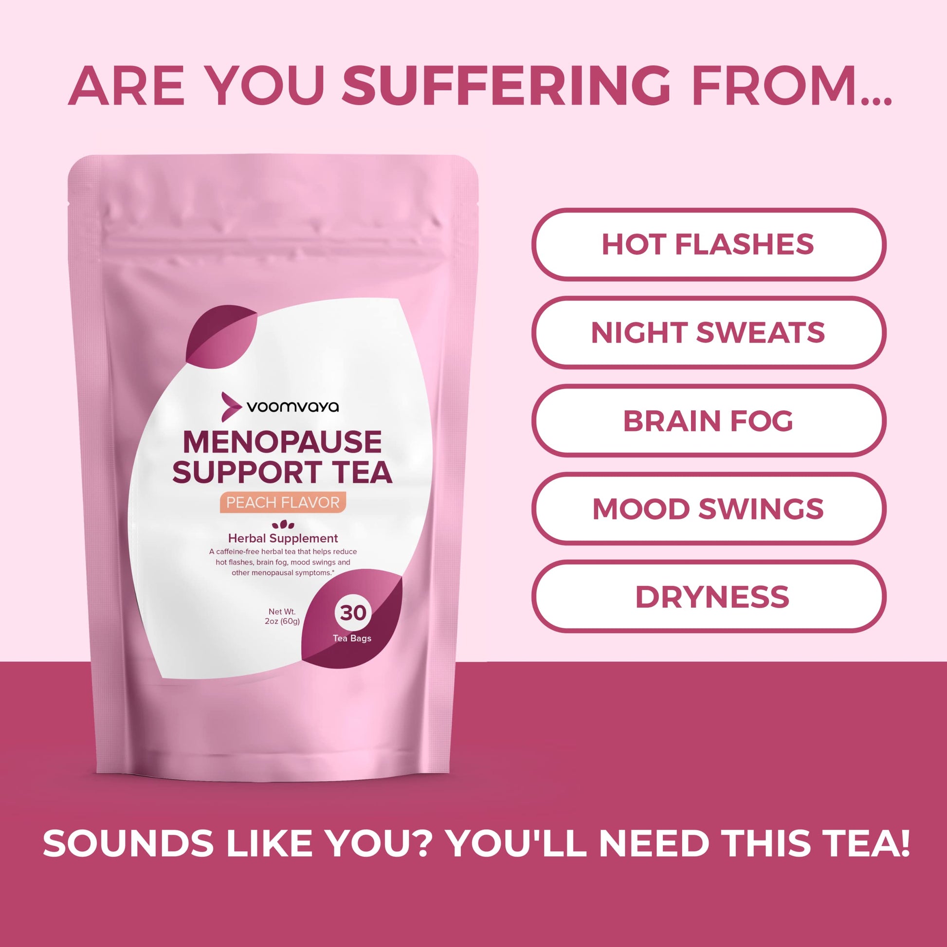 VoomVaya Menopause Support Tea - Natural Menopause Relief For Women - AB Mystery