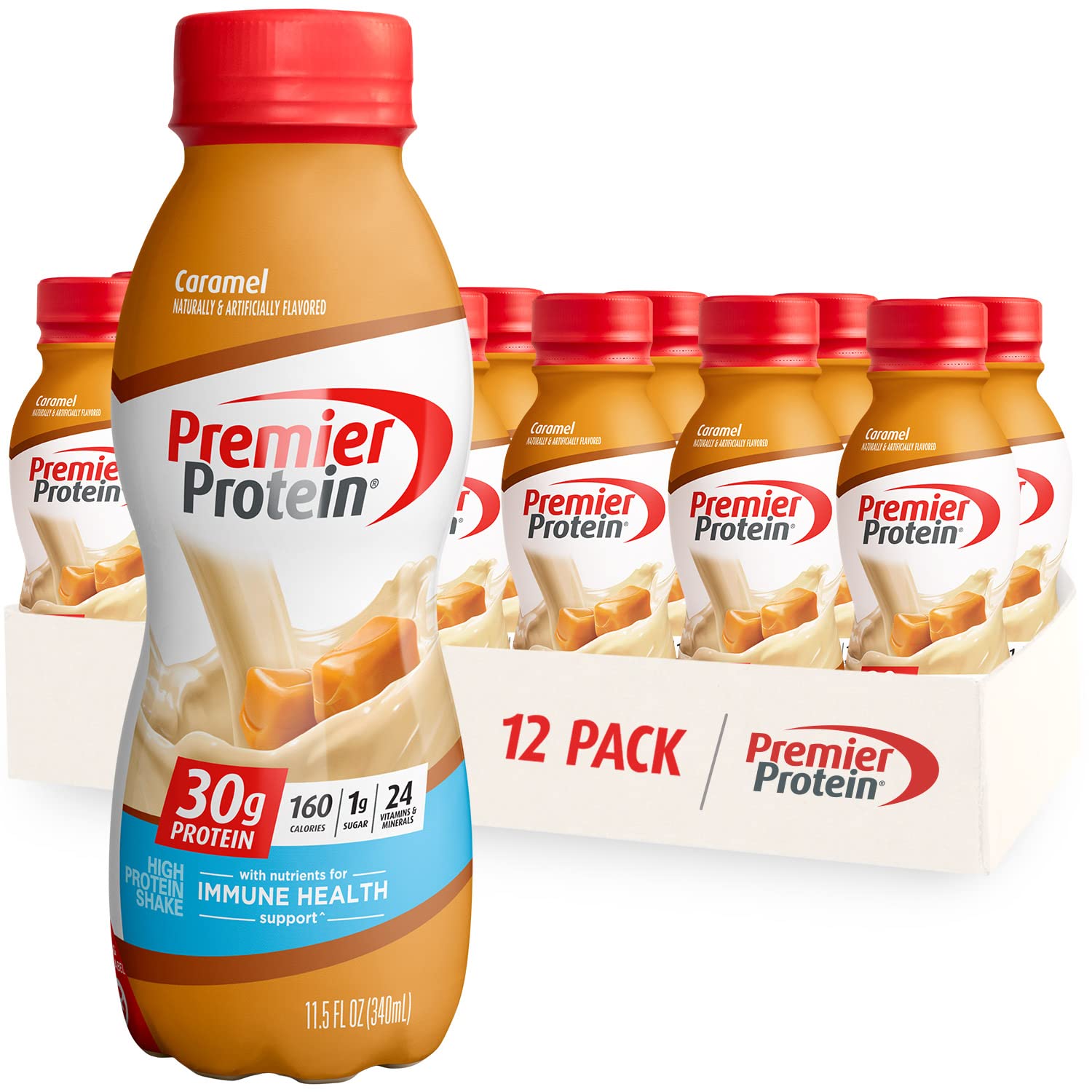 Premier Protein Powder & Premier Liquid Protein Shake, Caramel, 30g Protein, 1g Sugar - AB Mystery