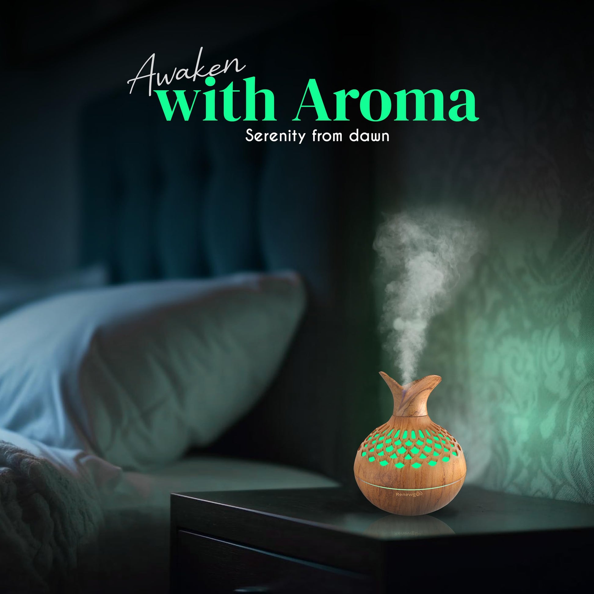Aroma Diffuser for Essential Oils, Ultrasonic Aromatherapy Flower Oil Diffuser, Modern Cool Mist - AB Mystery