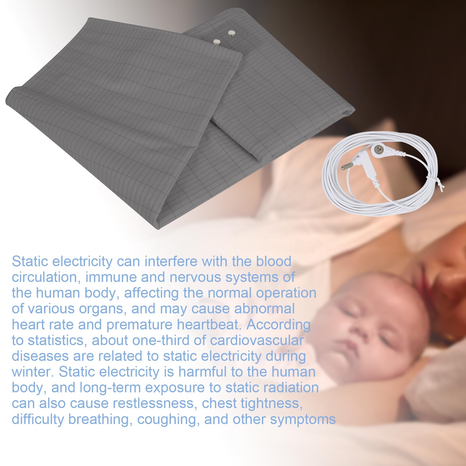 Grounding Mat for Bed, Grounding Sheets Blanket with Grounding Cord, Earthing Mat Grounding Pad - AB Mystery