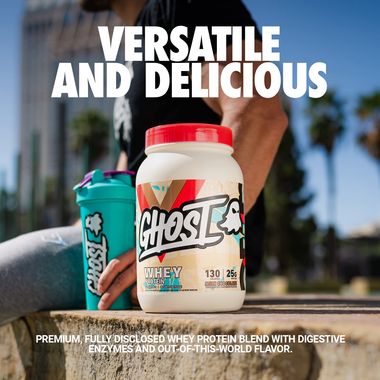 GHOST Whey Protein Powder, Milk Chocolate - 2LB Tub, 25G of Protein - Flavored Isolate - AB Mystery