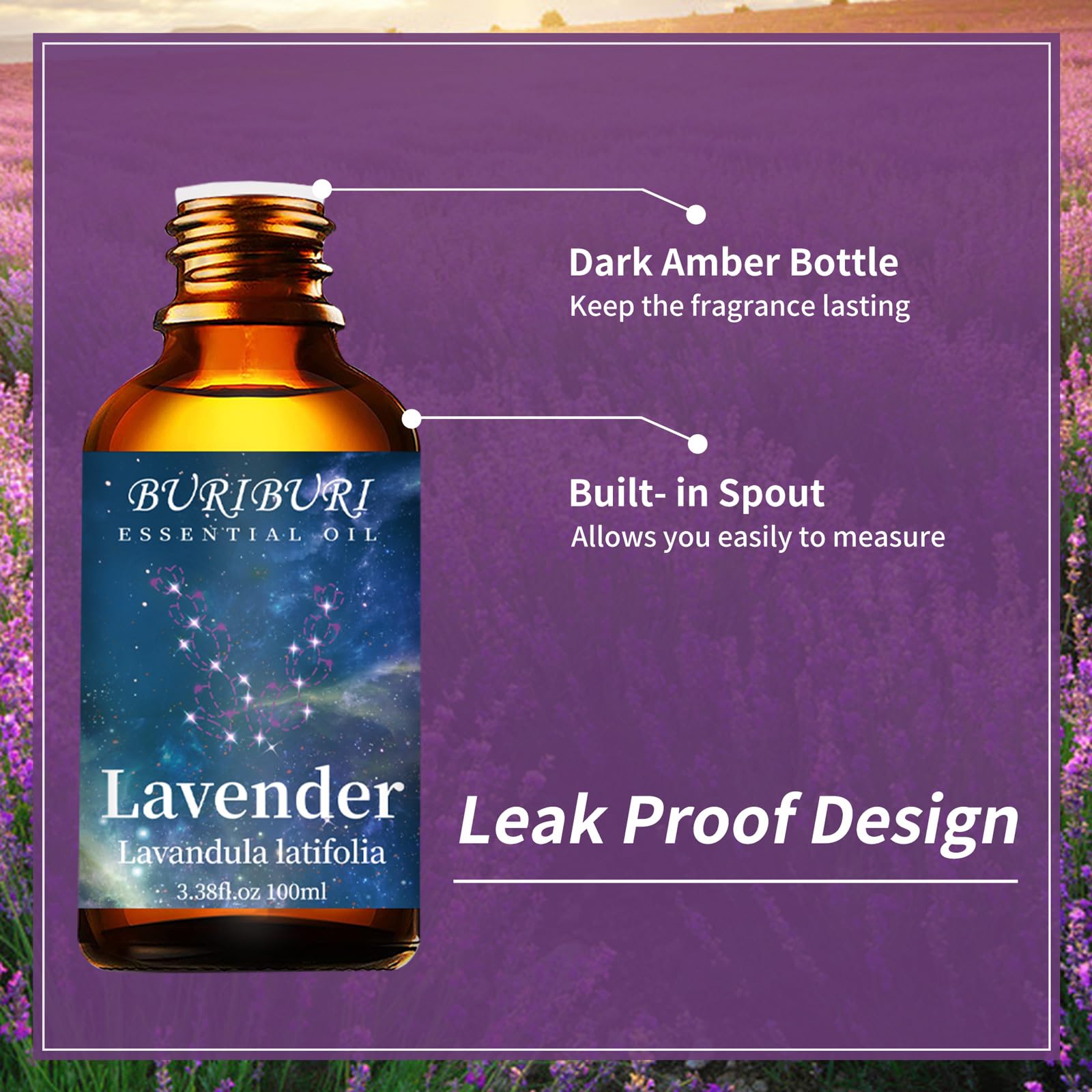 BURIBURI Lavender Essential Oil 100ML, 100% Pure Undiluted, Natural, Organic Aromatherapy Oil Lavender Oils - AB Mystery