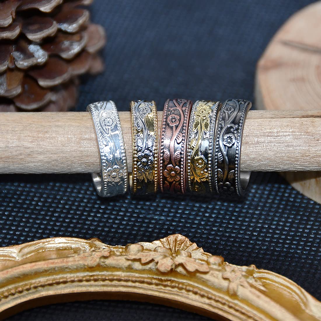 Vicmag Copper Magnetic Ring for Women Men 100% Solid Pure Copper Adjustable with Jewelry Gift Box - AB Mystery