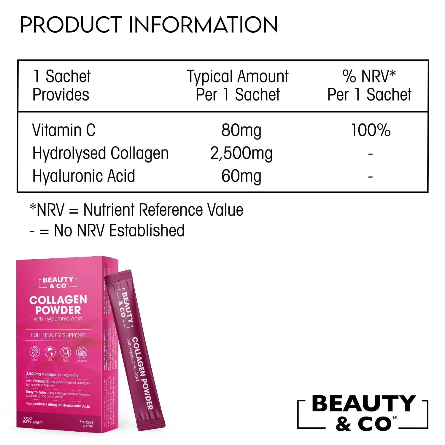 Collagen 2500mg Powder Supplement Boosted with Vitamin C and Hyaluronic Acid (Bovine) - AB Mystery