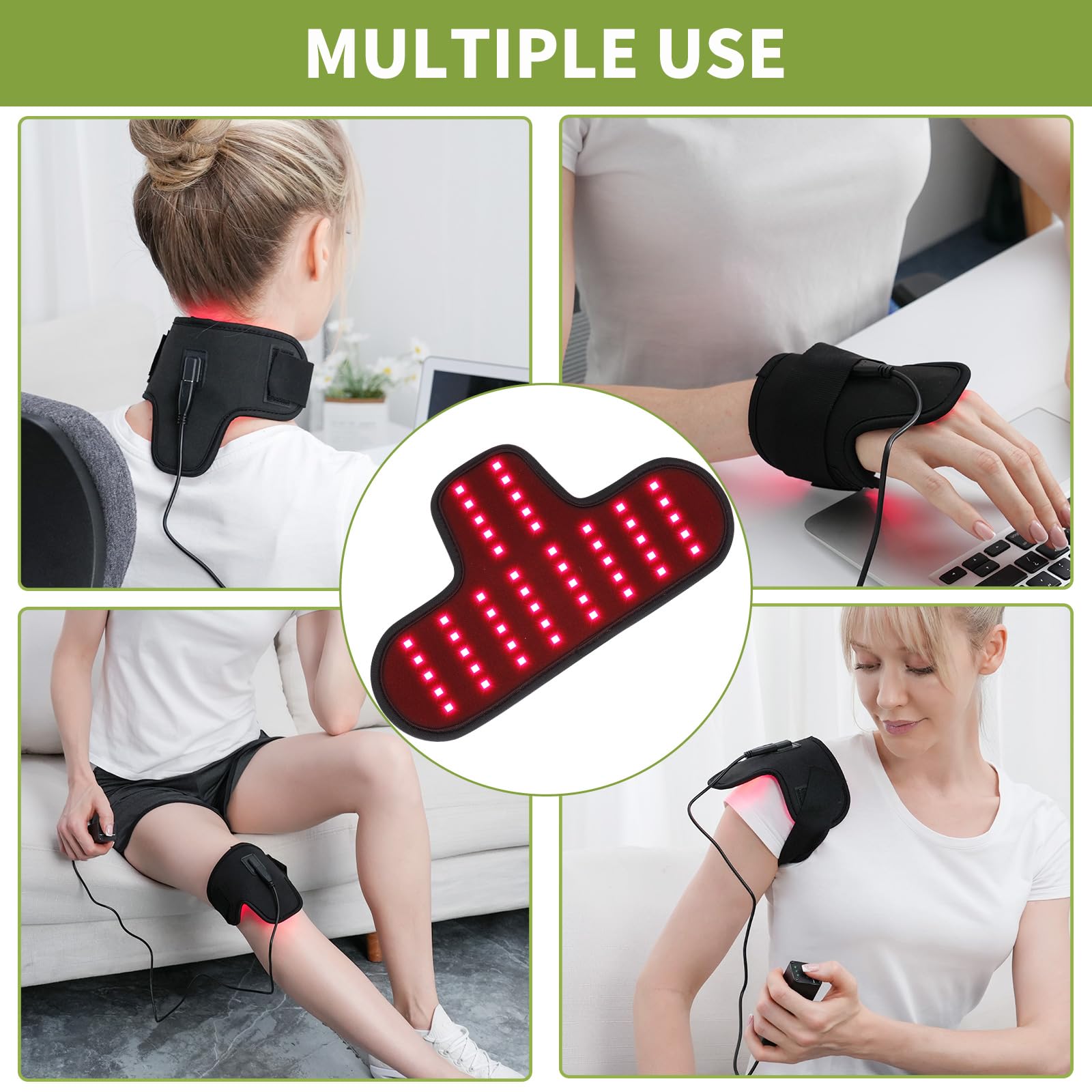 Rechargeable Red Light Therapy Neck Shoulder, Infrared Light Therapy for Body Pain Relief, Portable Red Light - AB Mystery