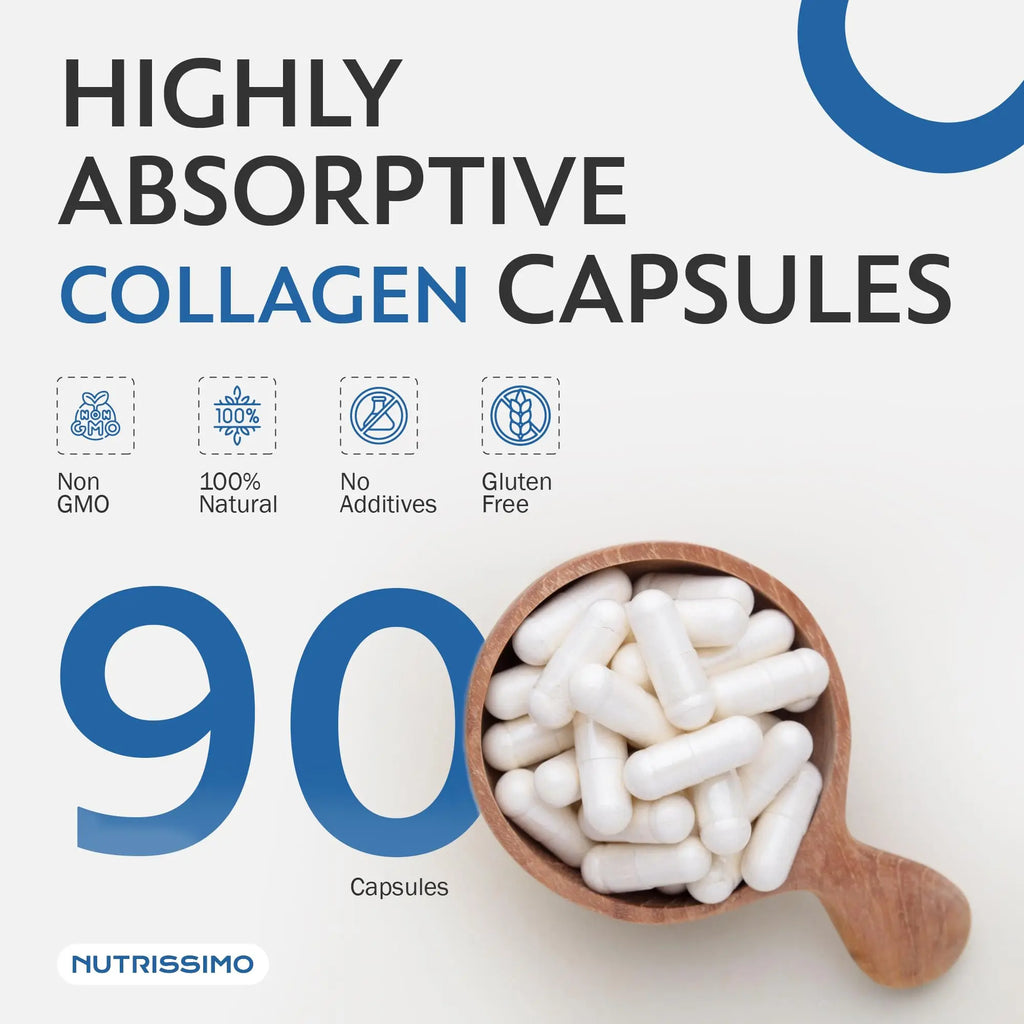 NUTRISSIMO Collagen + Hyaluronic Acid + Biotin + CoQ10 + Vitamins A, C (non-acidic), D and B12 + Zinc - AB Mystery