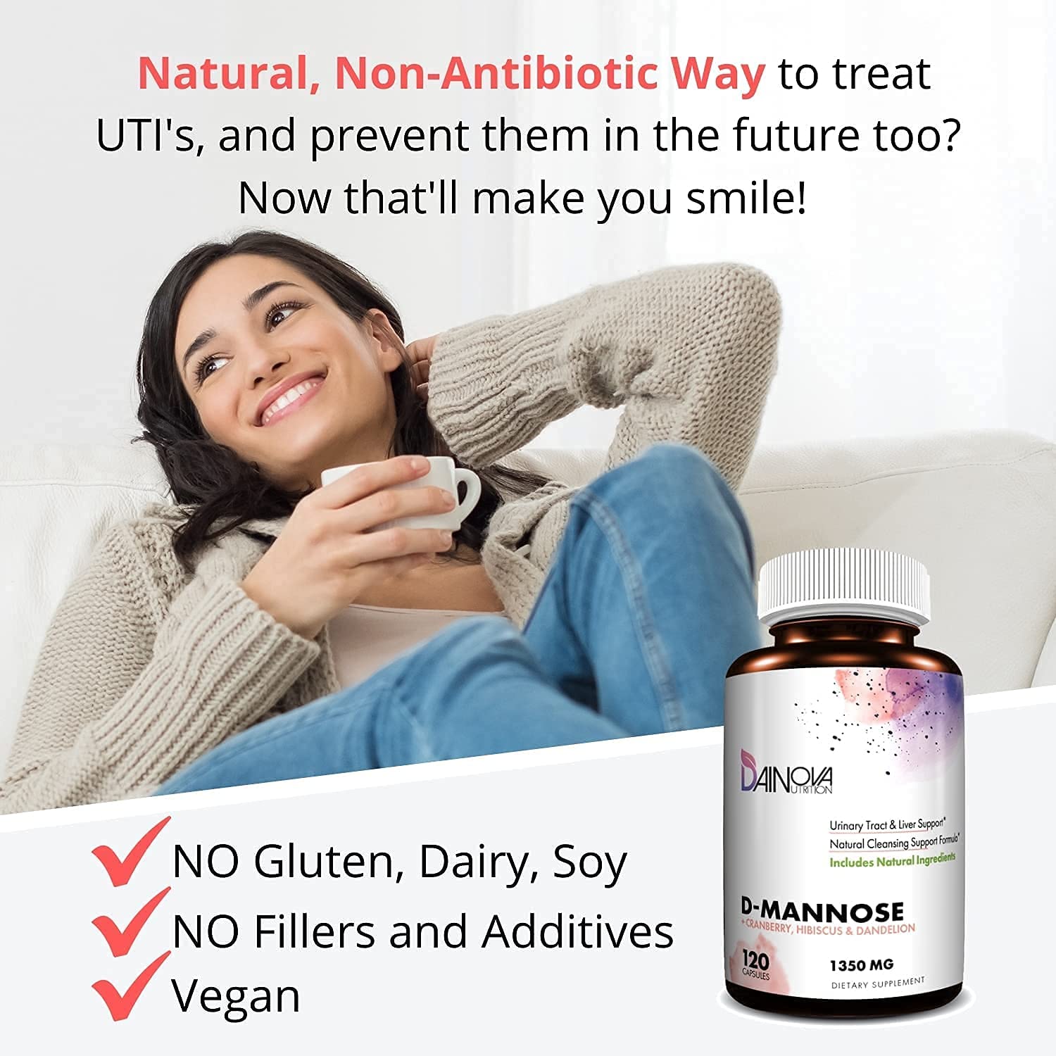 Dainova Nutrition D Mannose Capsules and Probiotics for Women Bundle I Urinary Tract - AB Mystery