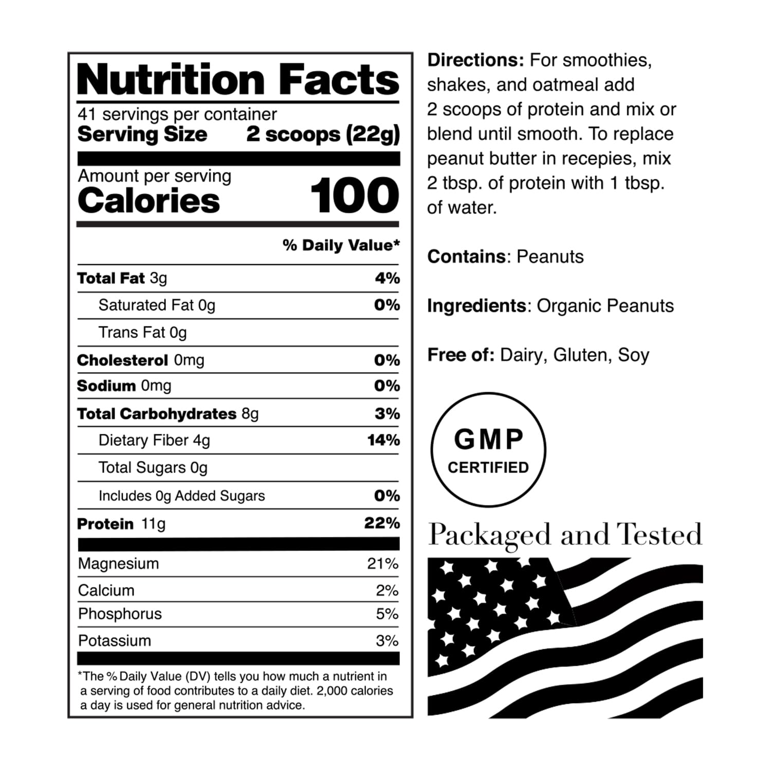 Norcal Organic Peanut Butter Protein Powder - 2lb | Vegan, Low-Cal, 11g Protein - AB Mystery