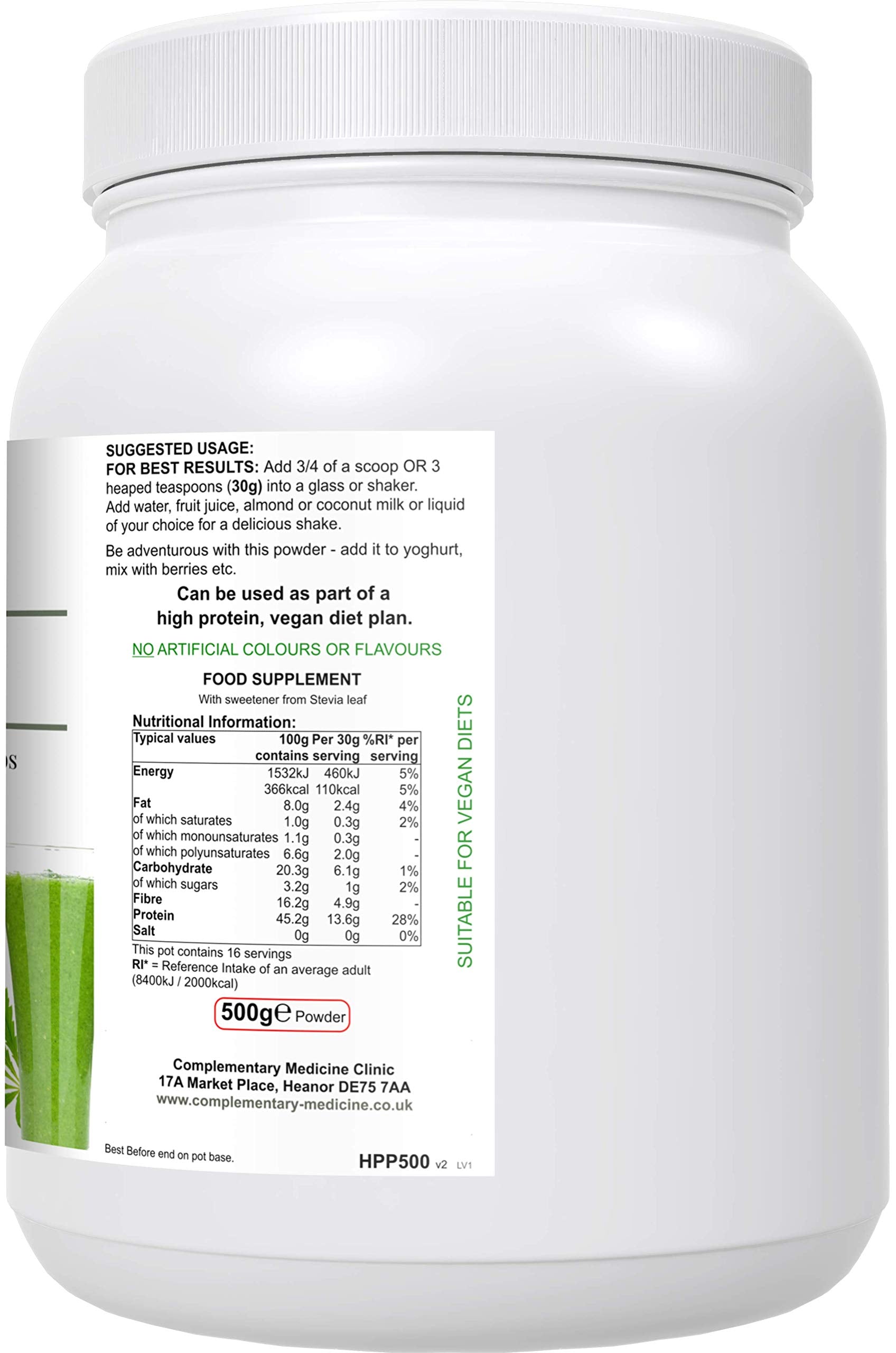 Complementary Supplements - BodyFuel Hemp Protein Powder Plus 14 Superfoods & Phytonutrients Complementary Supplements