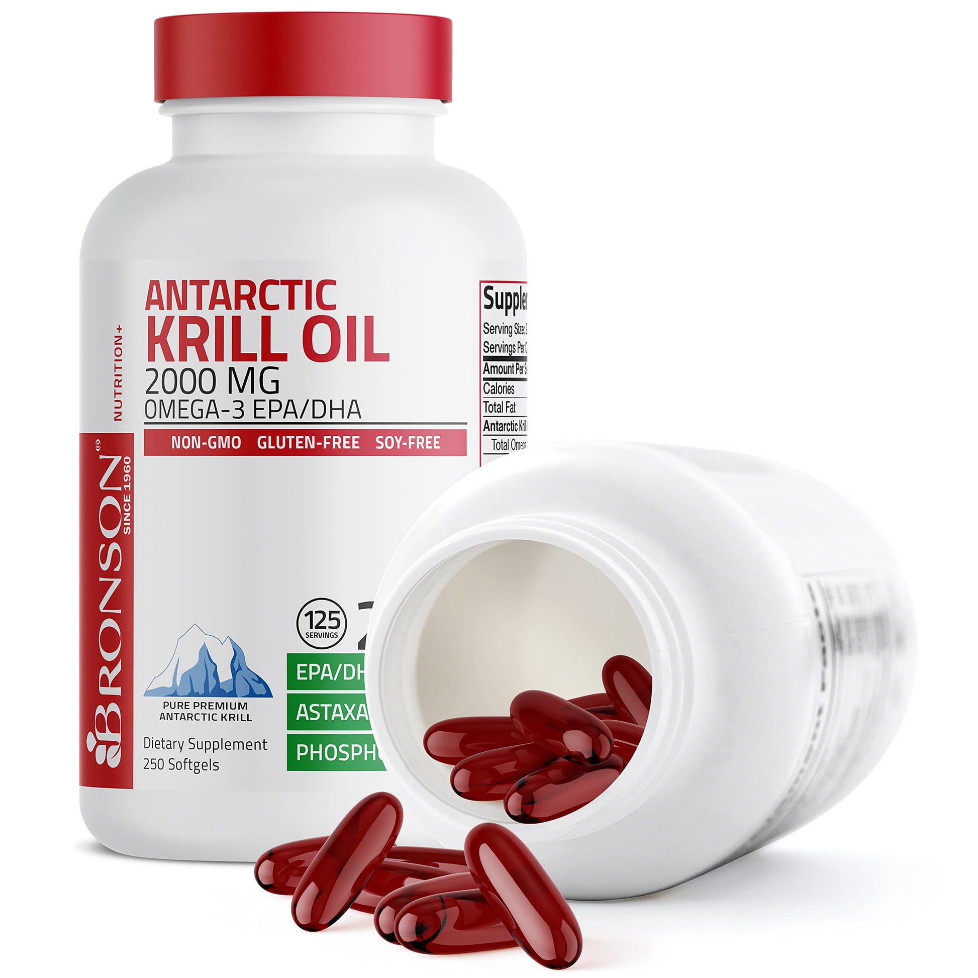 Bronson Antarctic Krill Oil 2000 mg with Omega-3s EPA, DHA, Astaxanthin and Phospholipi - AB Mystery