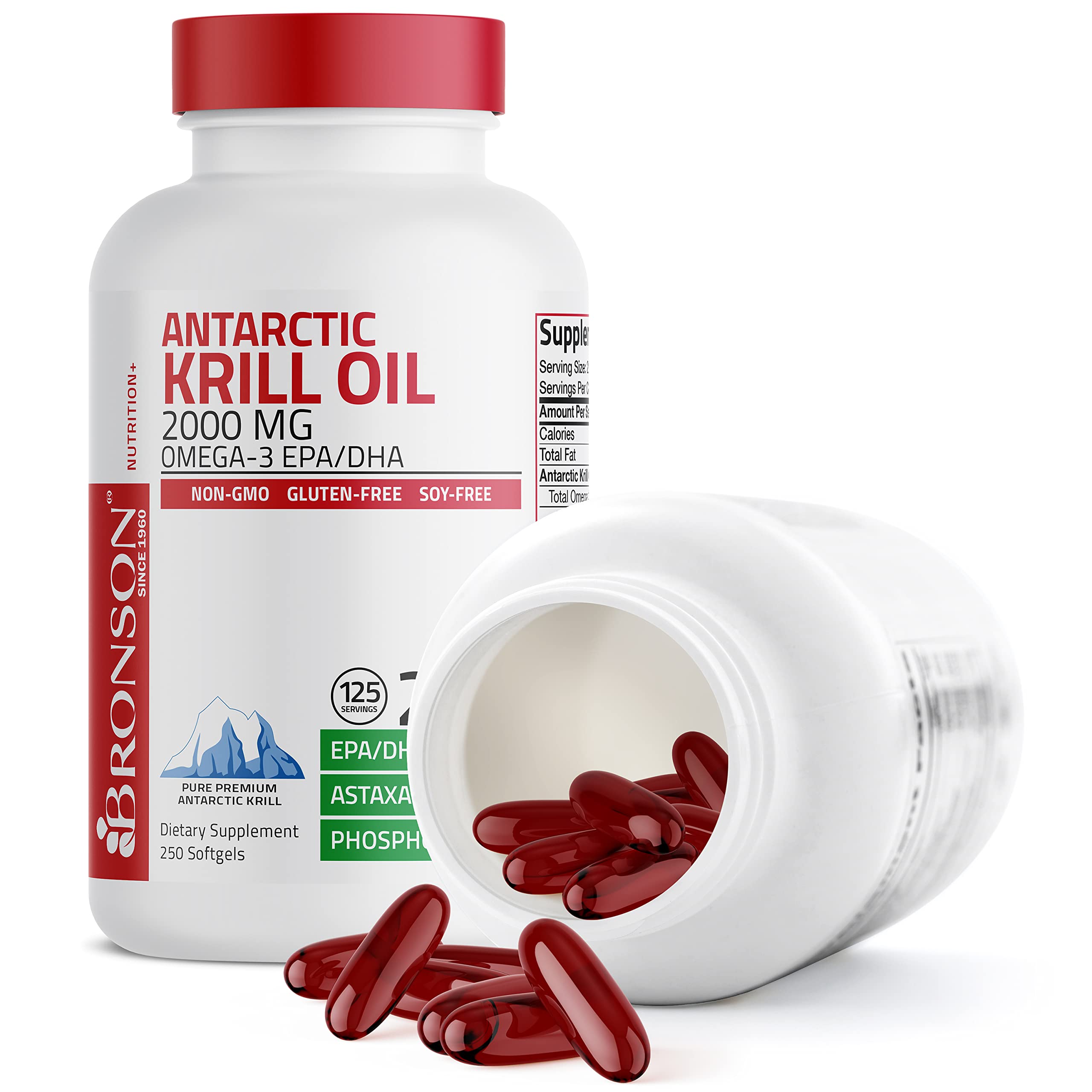 Bronson Antarctic Krill Oil 2000 mg with Omega-3s EPA, DHA, Astaxanthin and Phospholipi - AB Mystery