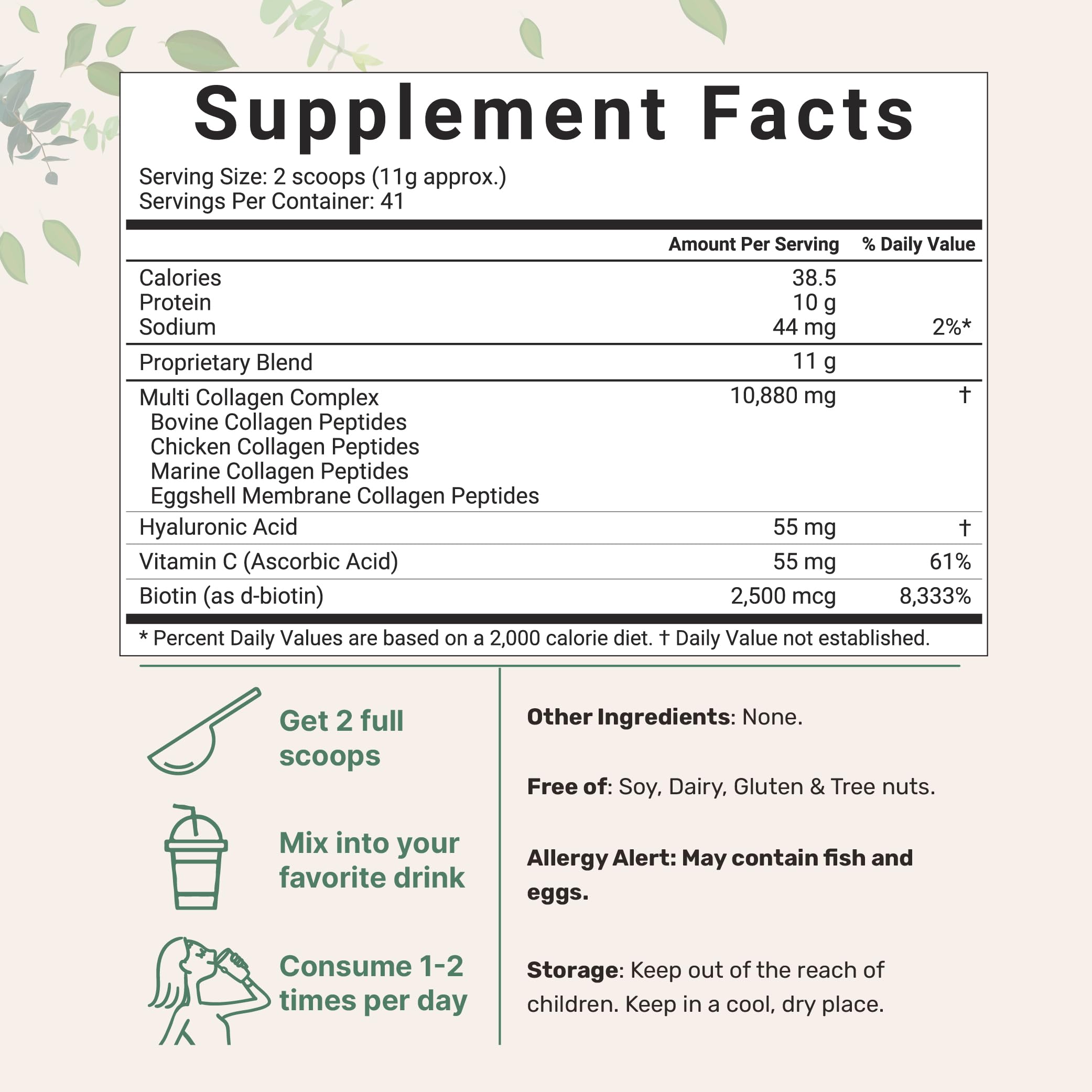 Multi Collagen Peptides Powder, 16 Oz - Hydrolyzed Protein Peptides | Type I,II,III,V,X - AB Mystery