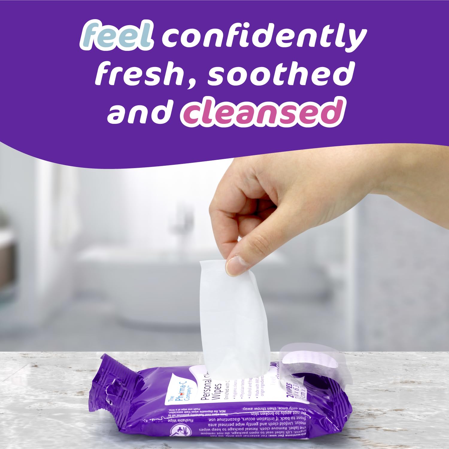 The Pharma-C Company Personal Cleansing Wipes [2 packs of 20 wipes] - Enriched with Cranberry & Aloe Vera - AB Mystery