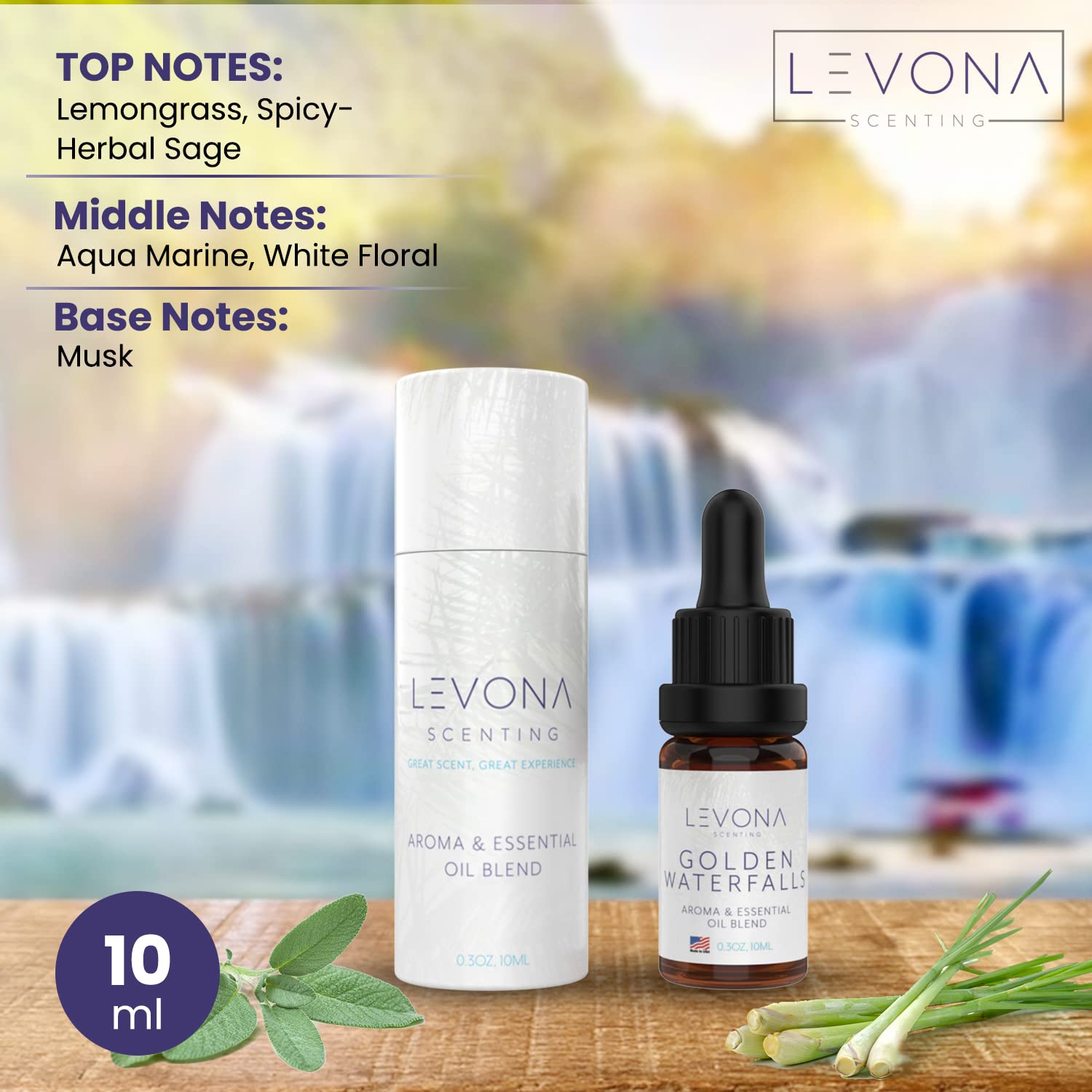 Levona Scent Pure Essential Oils for Diffusers for Home, Hotel & Office - Golden Waterfalls - AB Mystery