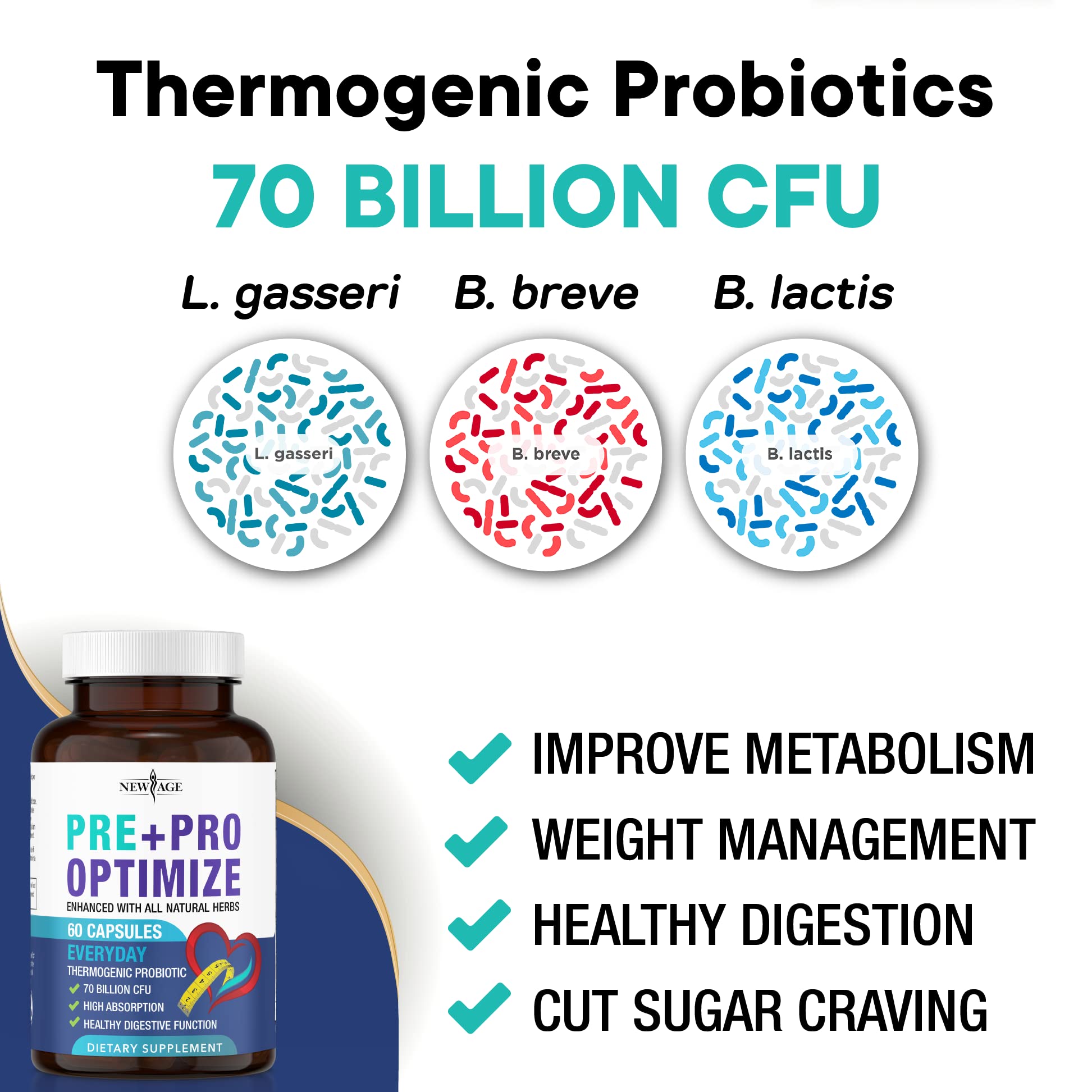 Pro Optimize Probiotics for Women, Menopause, 70 Billion CFU, Digestive Health - Relief for Bloating - AB Mystery