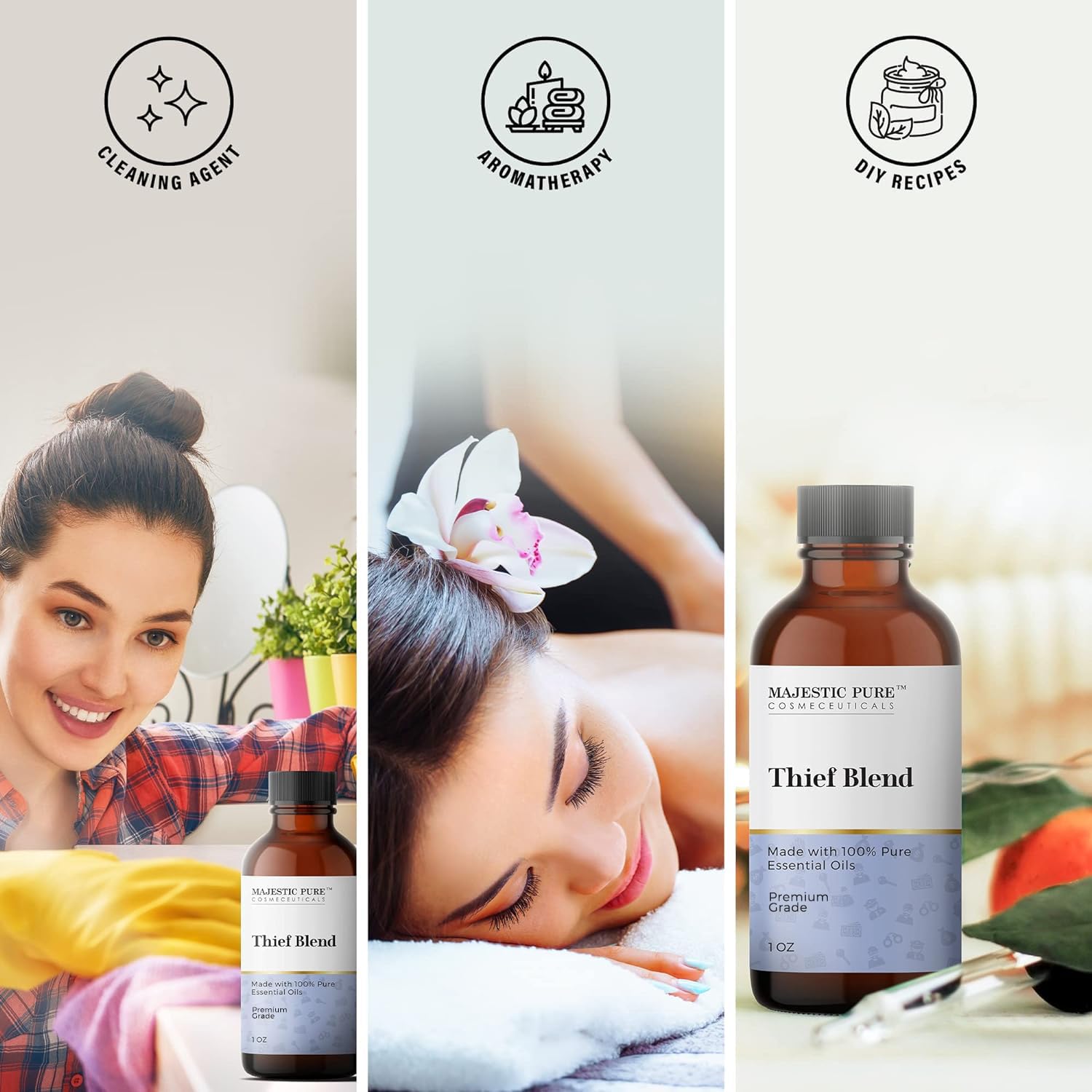 Majestic Pure Thieves Essential Oil Blend | 100% Pure Premium Oil for Uplifting Mood, DIY Products - AB Mystery