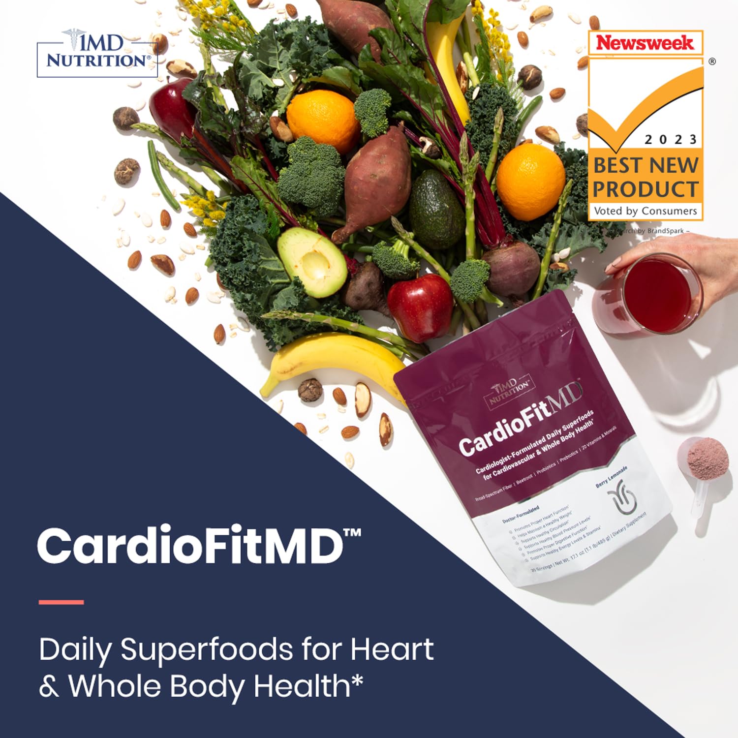 1MD Nutrition CardioFitMD - Vegan Beets Superfood Keto-Friendly Heart Health Powder - AB Mystery