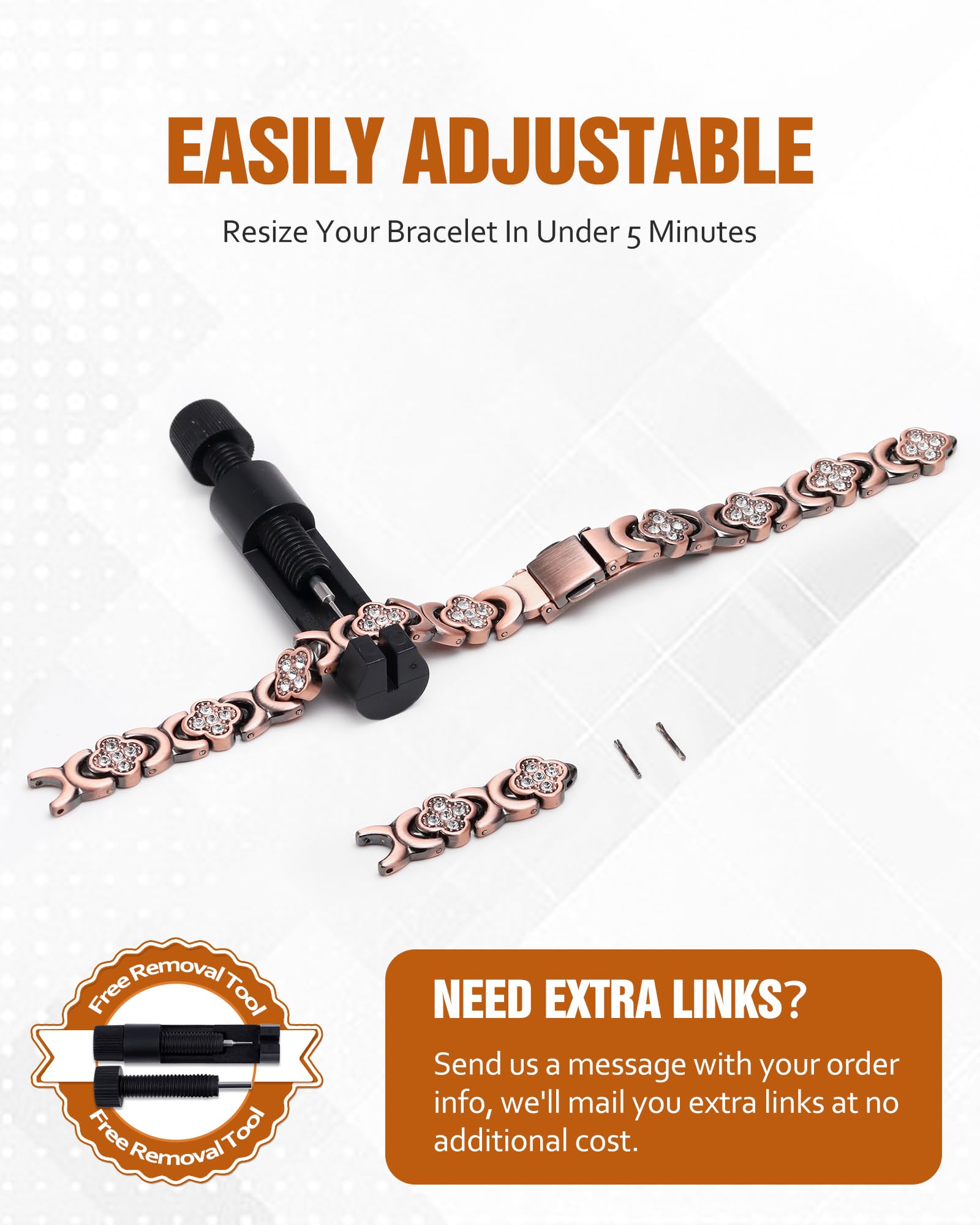 Jecanori Women's Pure Copper Bracelet, Ultra Strength Magnetic Copper Bracelets for Women - AB Mystery