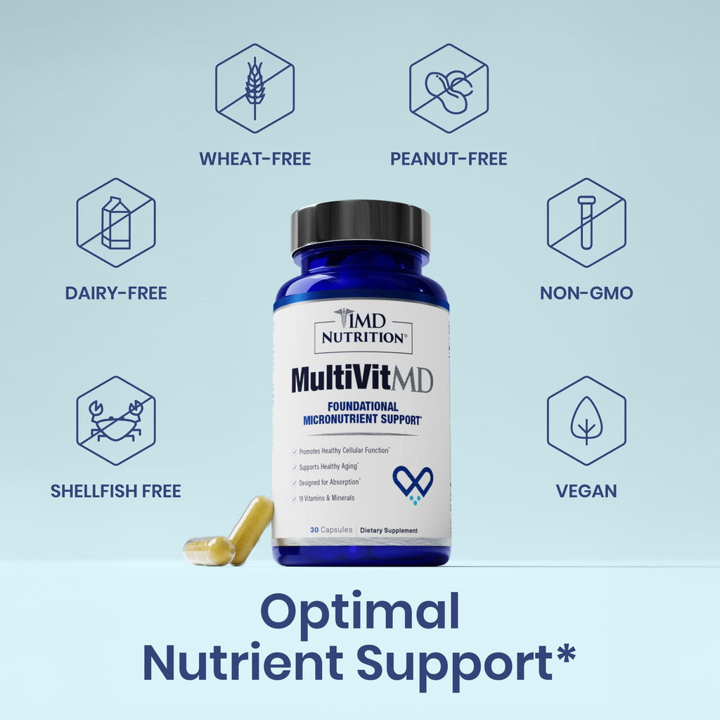 1MD Nutrition MultiVitMD Daily Multivitamin – 19 Essential Vitamins & Minerals for Adults Over 55 | Supports Healthy Aging, Heart, Brain, Bone, & Immune Health | - AB Mystery