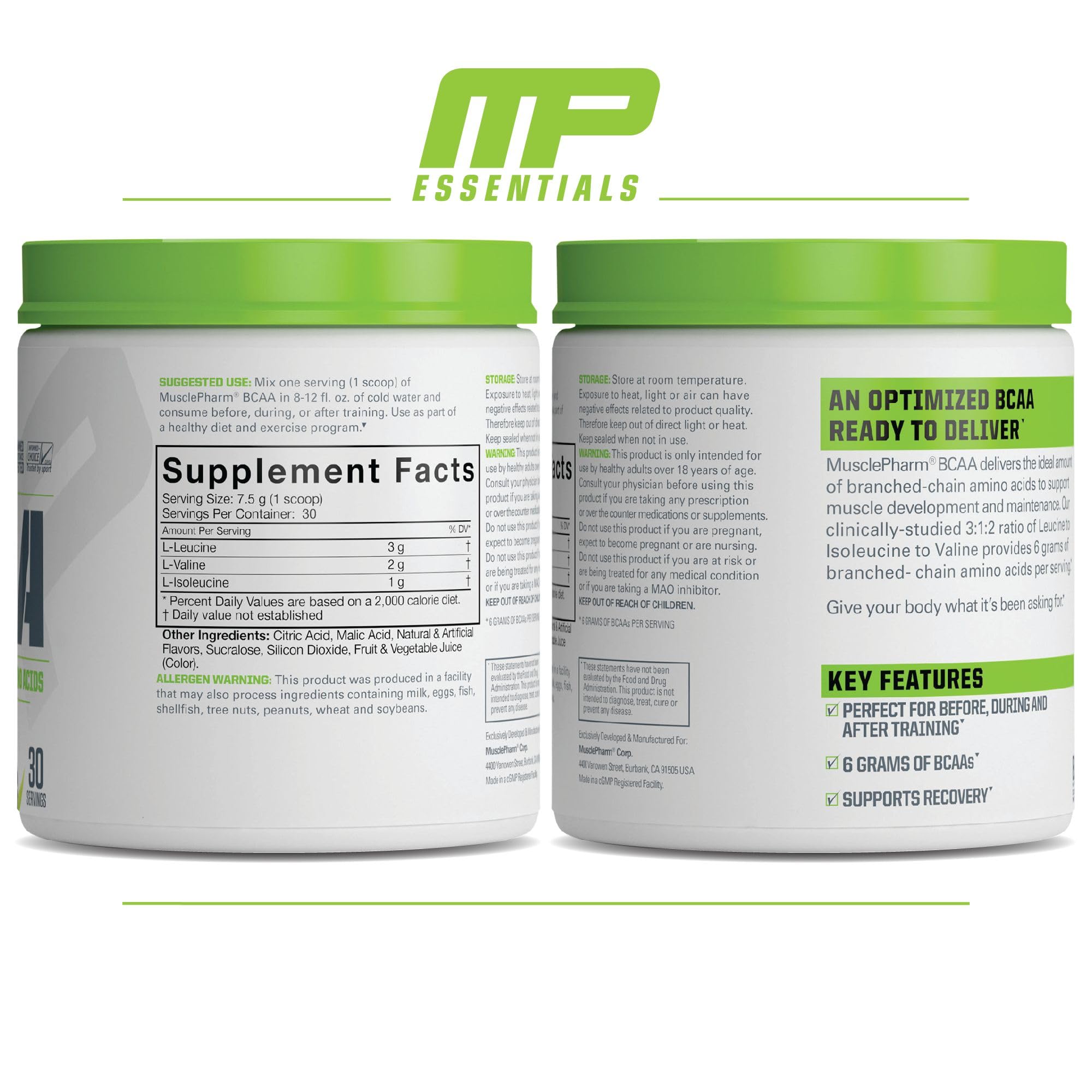 MusclePharm Essentials BCAA Powder, Pre & Post Workout Recovery Drink, Supports - AB Mystery
