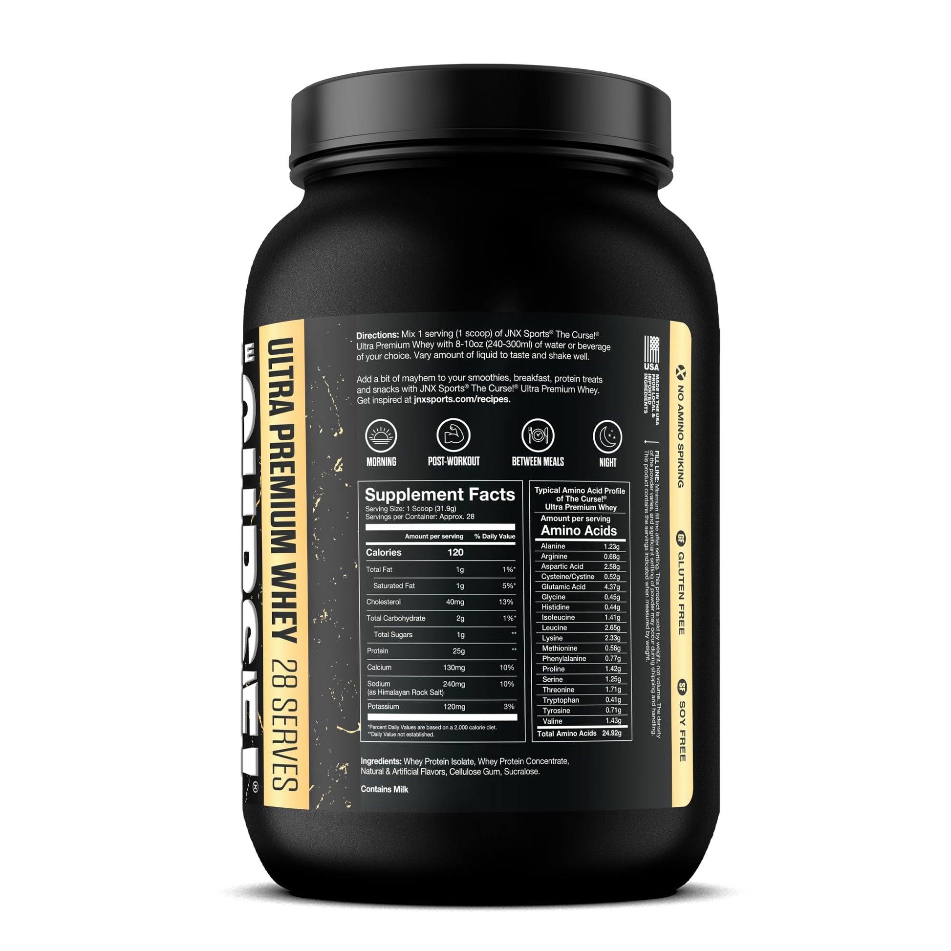 JNX SPORTS The Curse! Ultra Premium Whey Protein Powder Vanilla Bean 2lb | 25g Protein - AB Mystery
