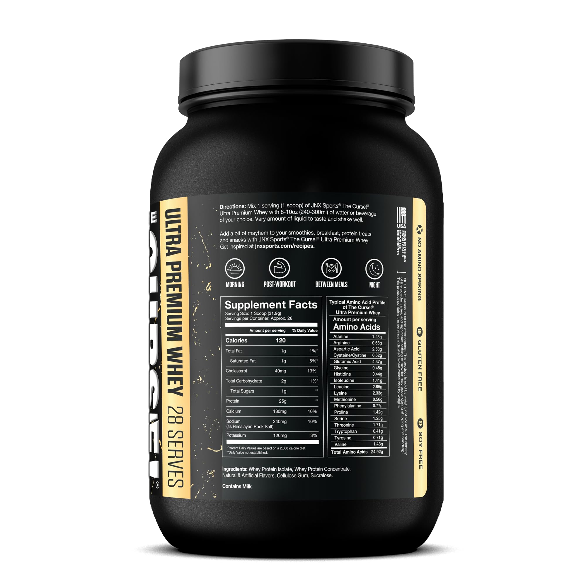 JNX SPORTS The Curse! Ultra Premium Whey Protein Powder Vanilla Bean 2lb | 25g Protein - AB Mystery