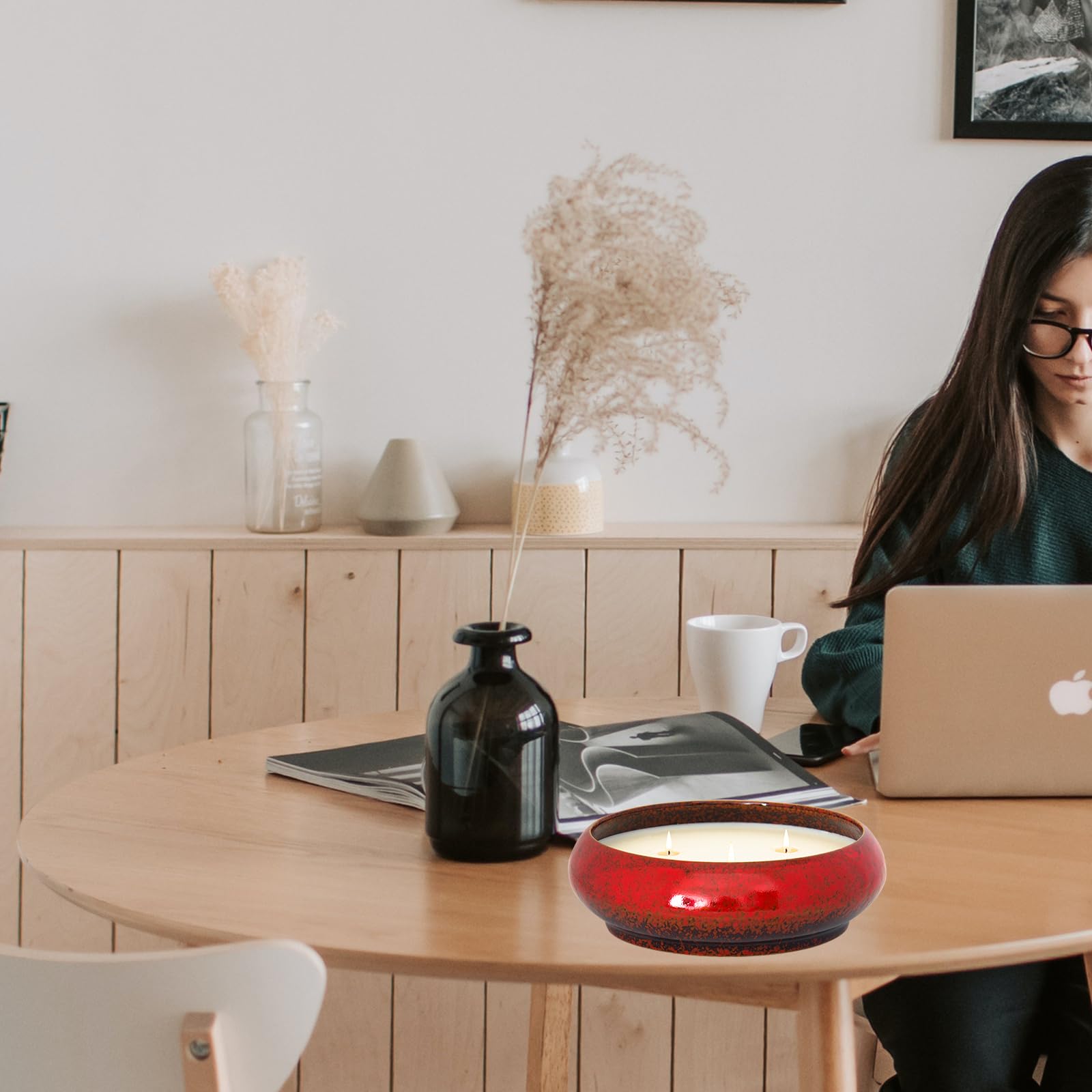 Scented Candles, 3 Wicks Large Rose Candles for Home Scented, 17 oz Aromatherapy Candle Gifts - AB Mystery