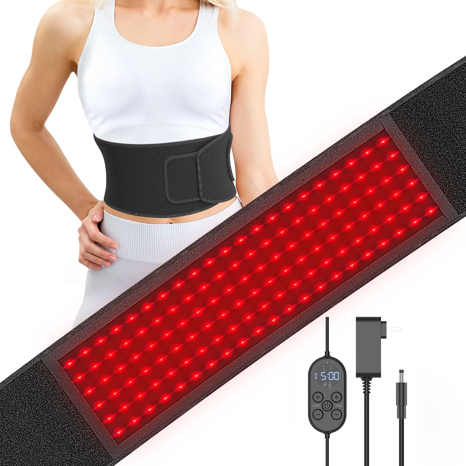 Red Light Therapy Belt Near-Infrared-Light Therapy Wrap for Body Wearable Large Pad for Waist Back Shoulder with Timer Controller - AB Mystery