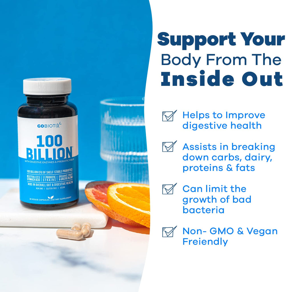 100 Billion - Probiotics and Prebiotics Supplement Pills - Digestive Enzymes and Prebiotic - AB Mystery