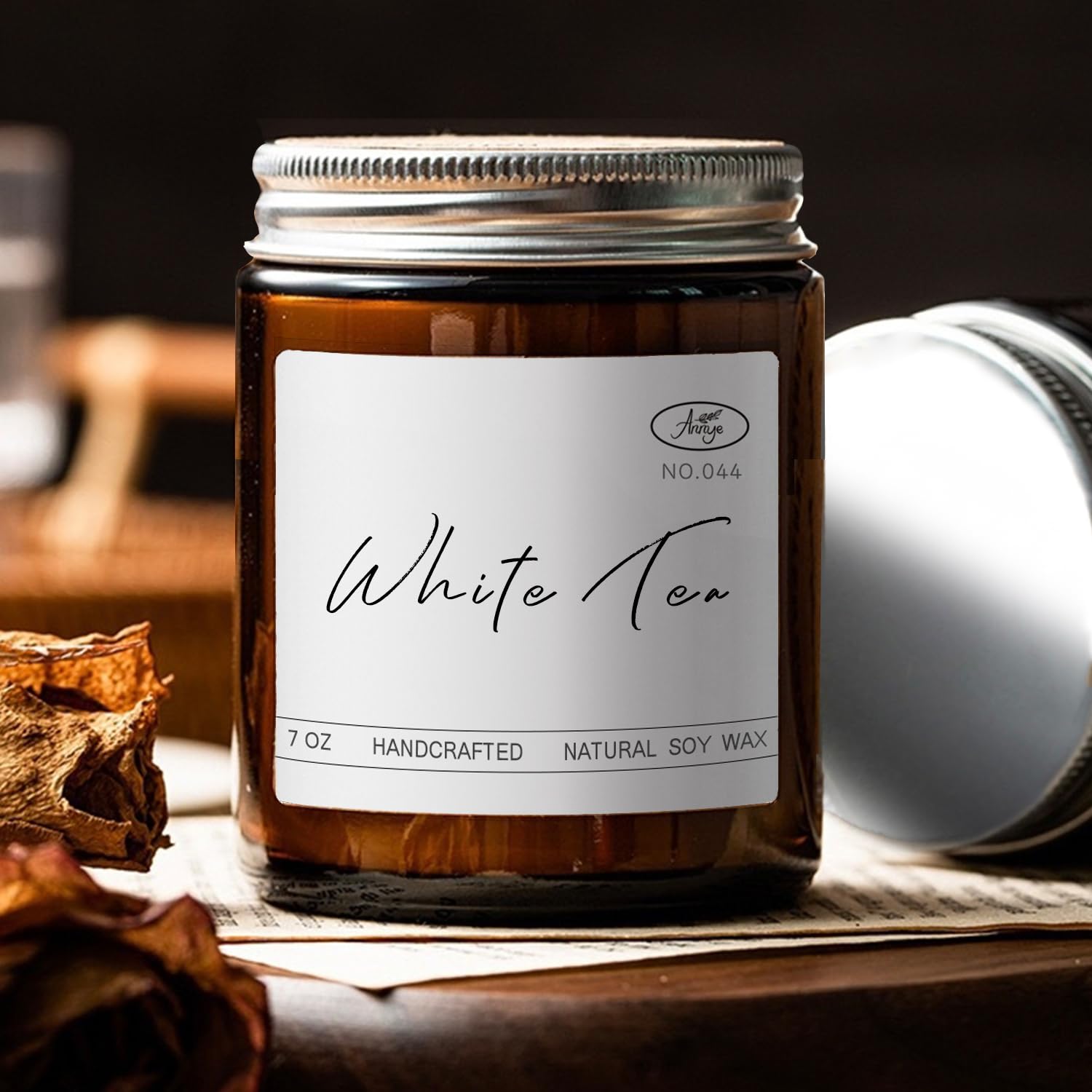Annye White Tea Scented Candles, Organic Soy Candle for Home Scented, Hand-Poured Jar Candle - AB Mystery