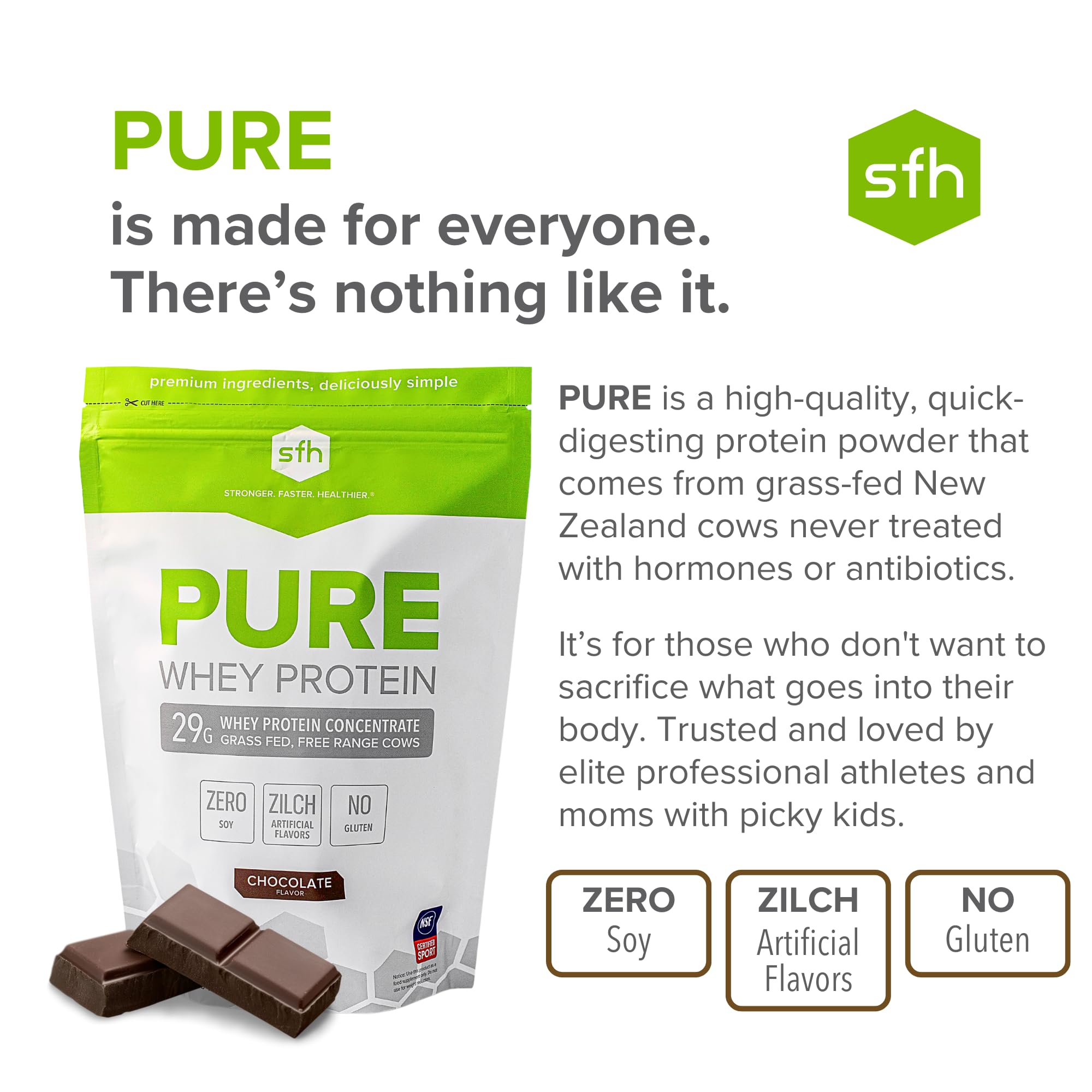 SFH Pure Whey Protein Powder (Chocolate) Best Tasting 100% Grass Fed Whey - AB Mystery