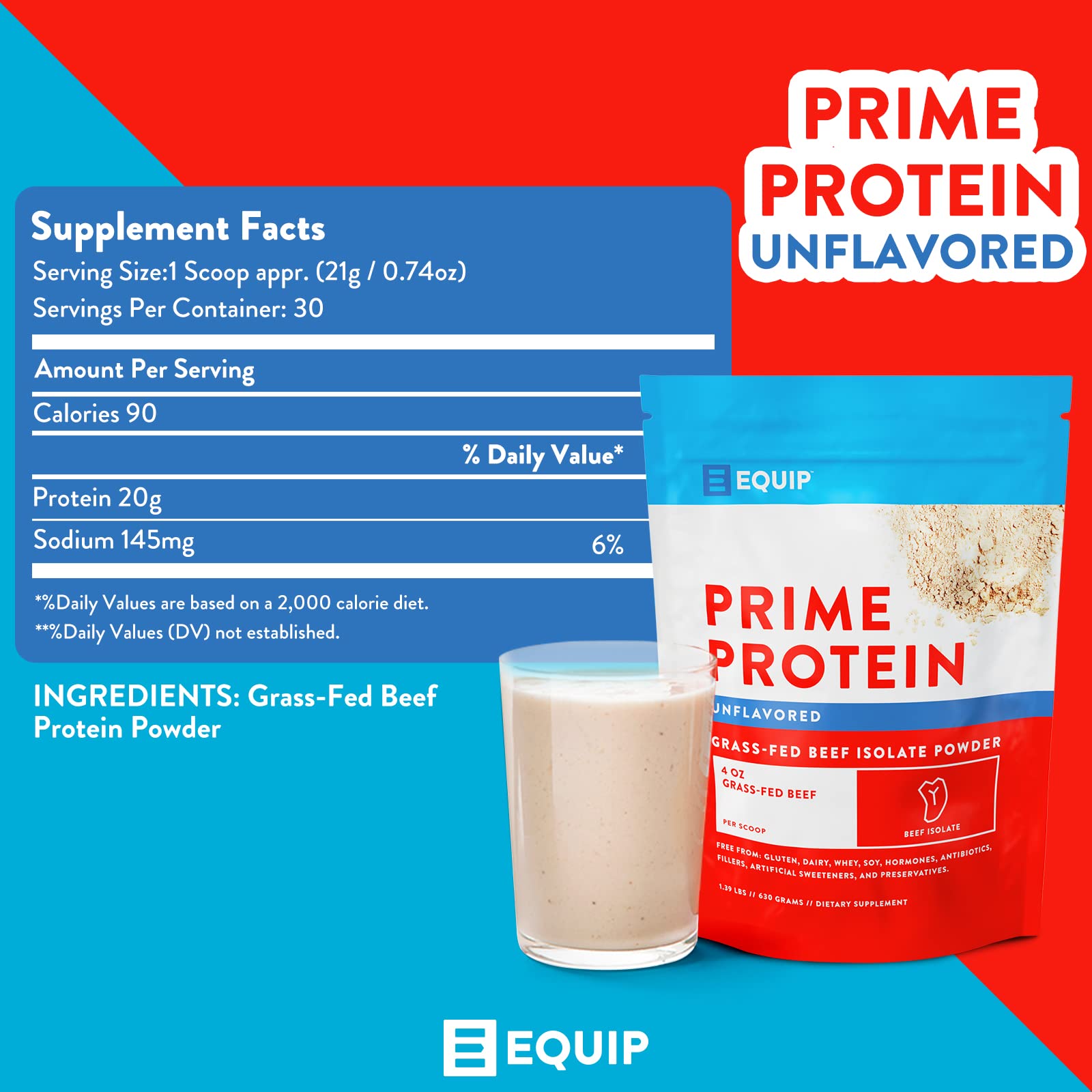 Equip Foods Prime Protein - Grass Fed Beef Protein Powder Isolate - Paleo and Keto Friendl - AB Mystery