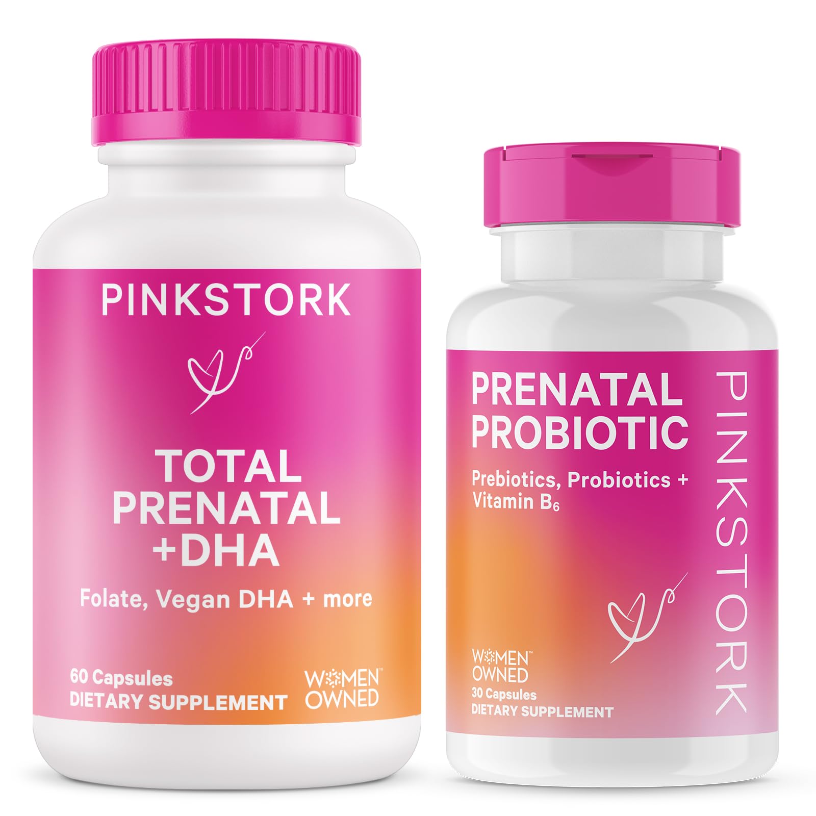 Pink Stork Prenatal Vitamin Duo: Prenatal Vitamins and Probiotics for Pregnant Women