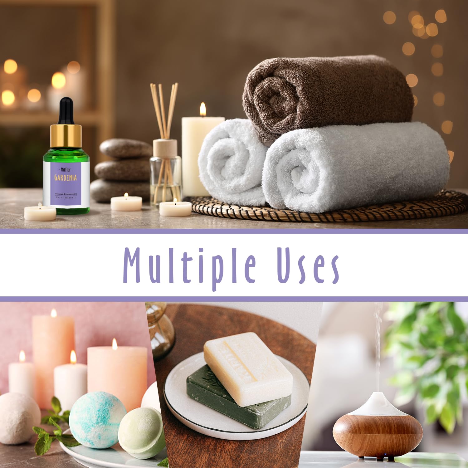 Gardenia Fragrance Oil, MitFlor Single Scented Oil, Large Size Premium Grade Fragrance Oil - AB Mystery