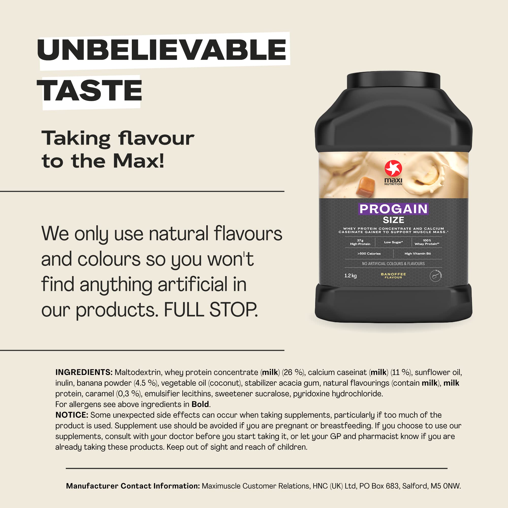 MaxiNutrition - Progain, Banoffee - Whey Protein Powder for Size & Muscle Mass – Low Sugar MaxiNutrition