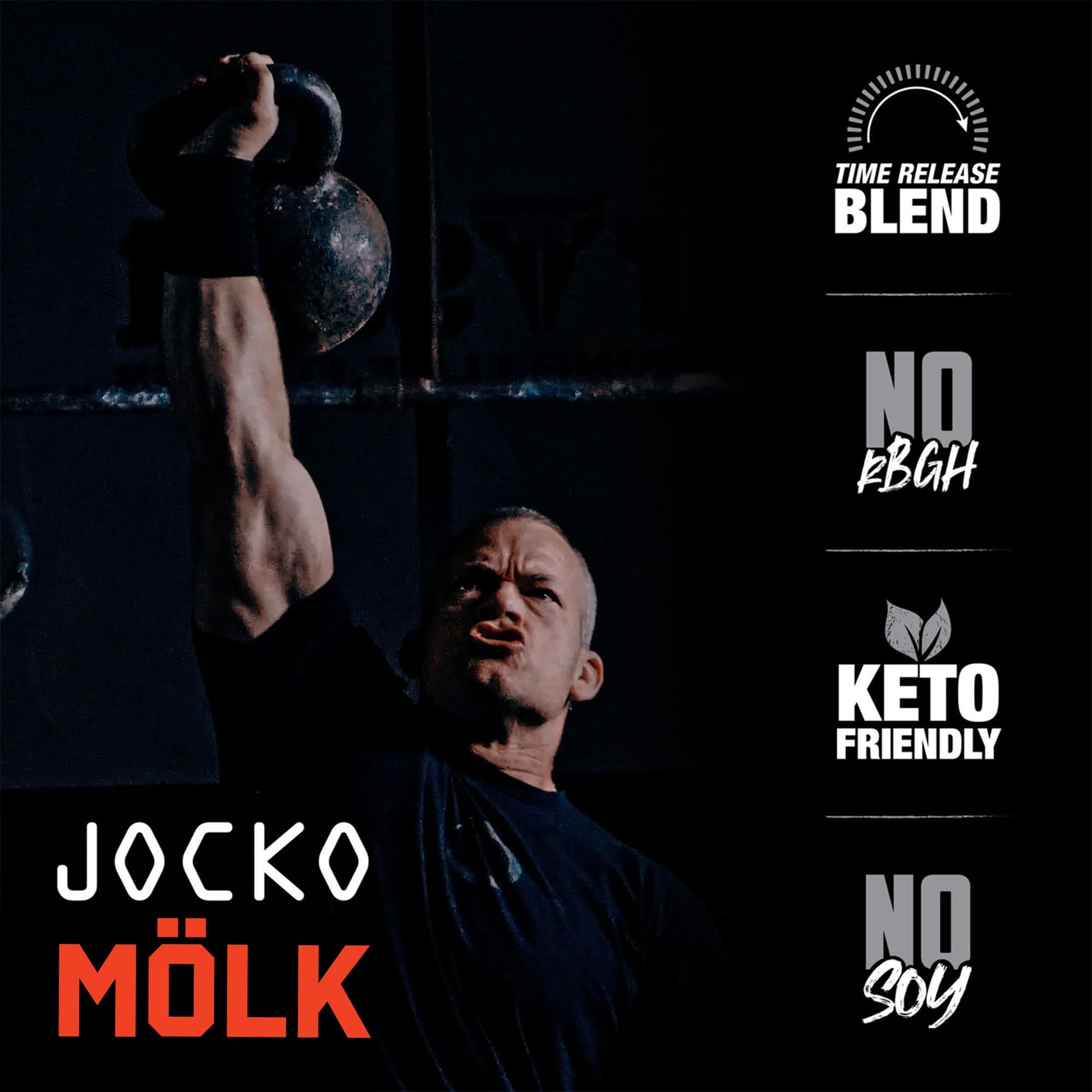 Jocko Mölk Chocolate Peanut Butter Whey Protein Powder - Keto, Probiotics, Grass Fed - AB Mystery