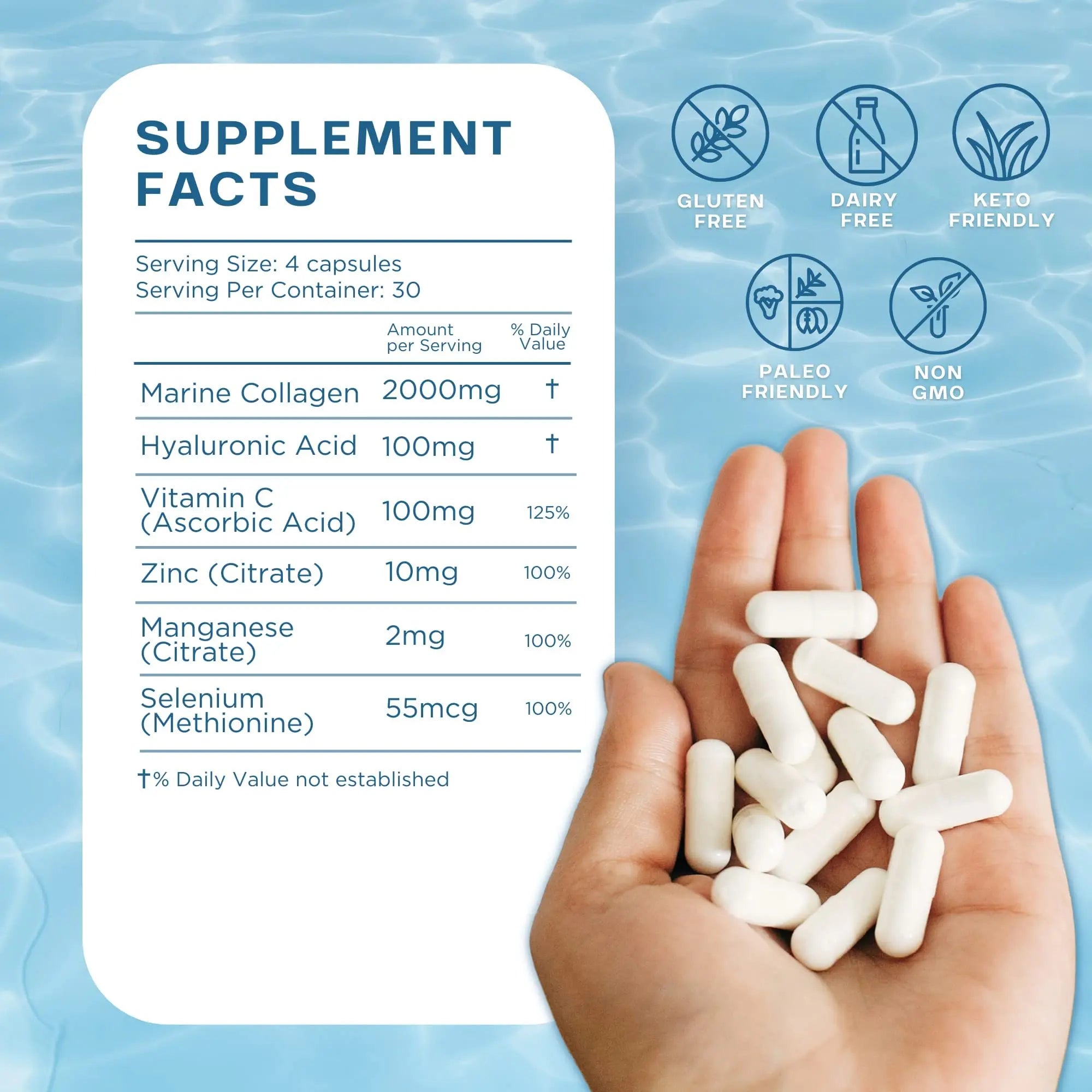 CORREXIKO Marine Collagen Pills, High Strength 2200mg Anti-Ageing Tablets CORREXIKO