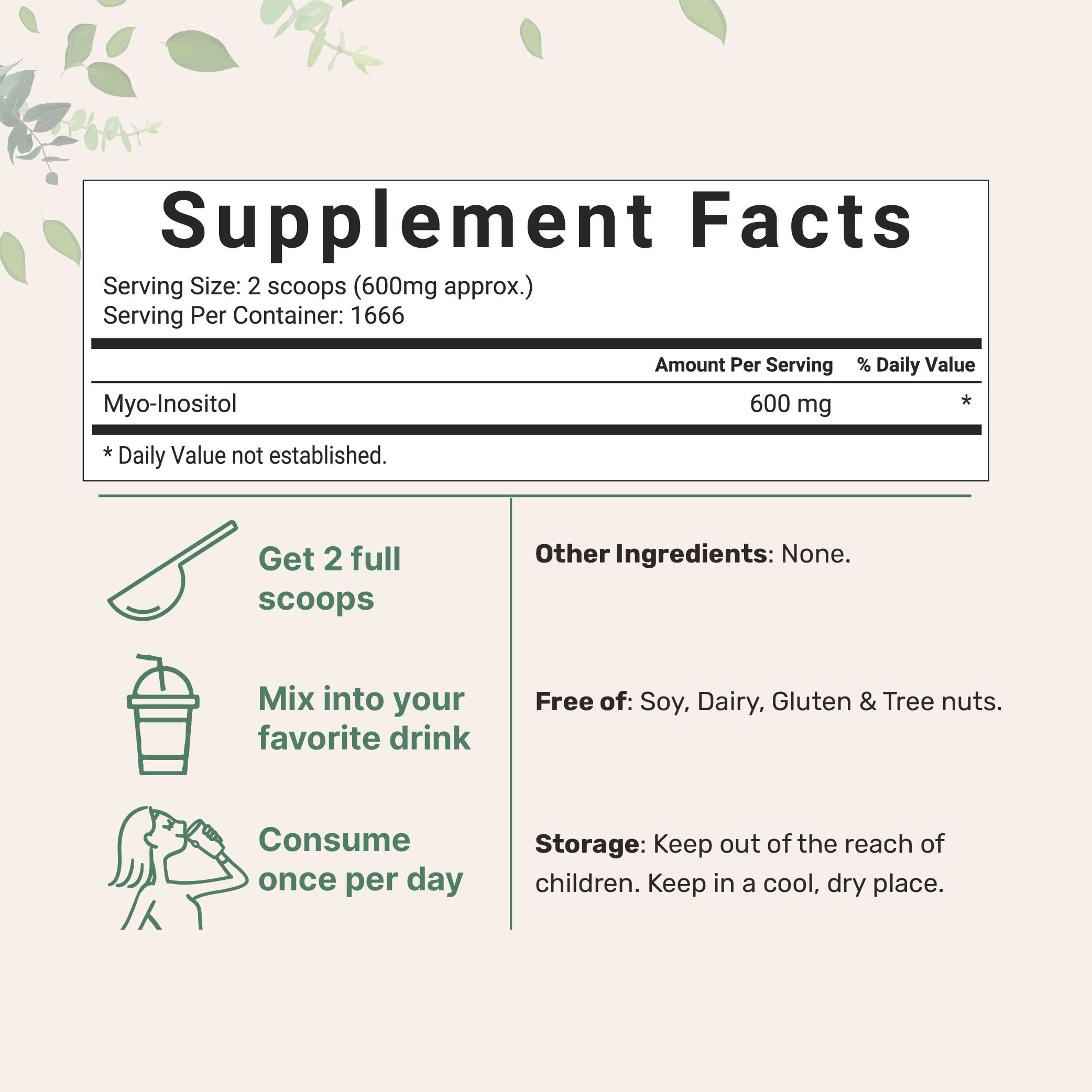 Pure Inositol Powder, Myo-Inositol B8 Powder, 1KG (2.2 Pounds), Strongly Supports Liver - AB Mystery